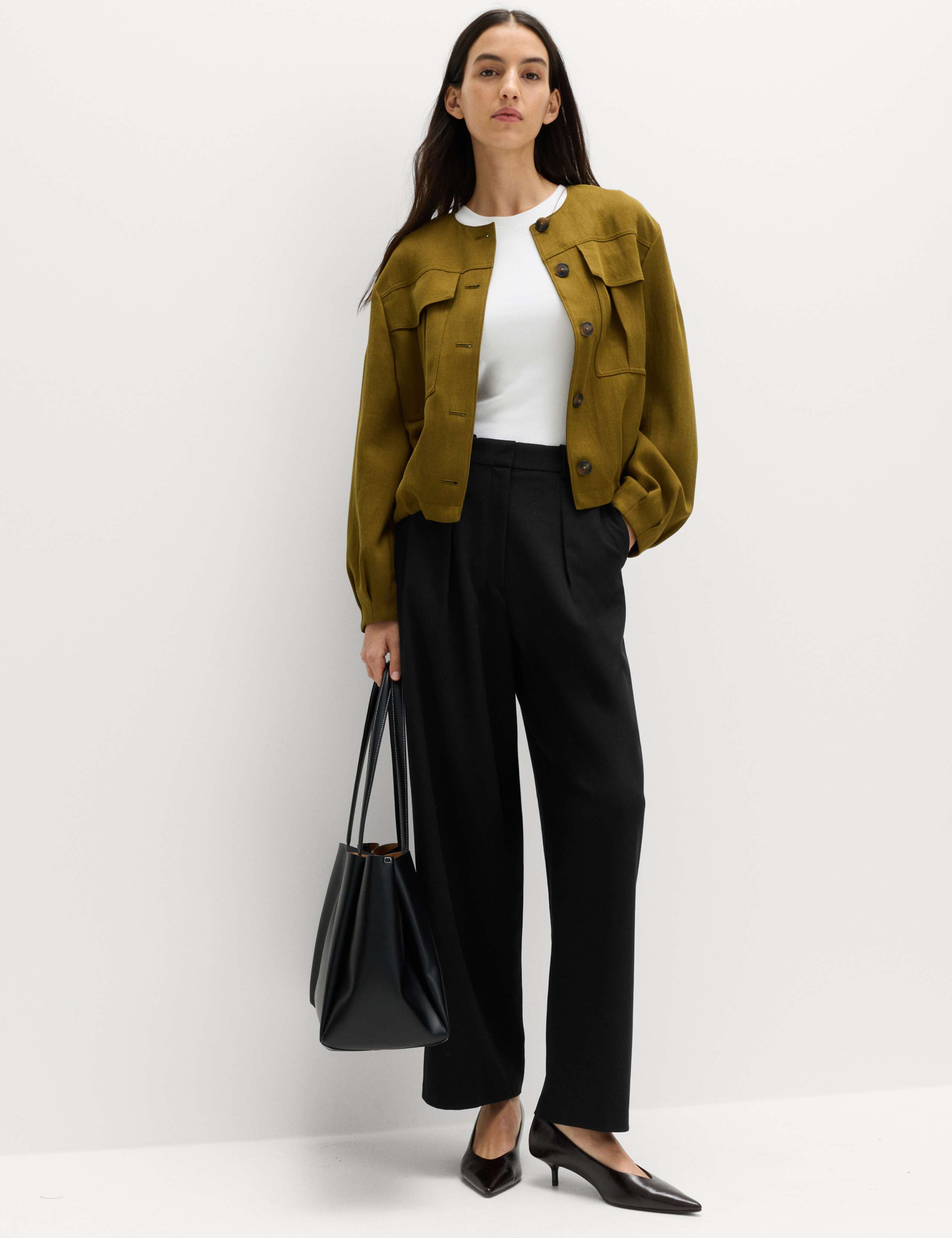 Woven Barrel Leg Trousers with Stretch 3 of 5