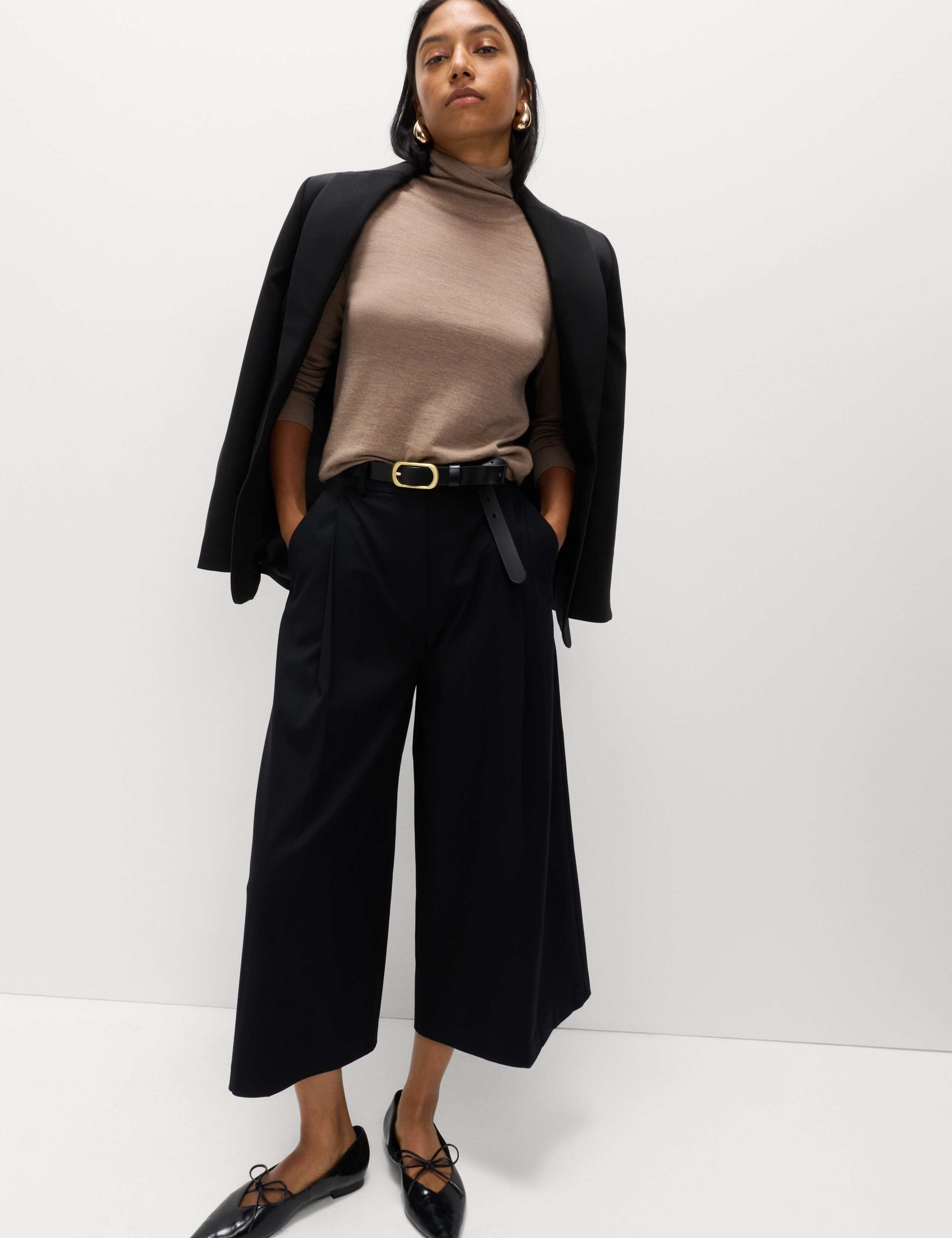 Woven Pleated Wide Leg Culottes 3 of 5