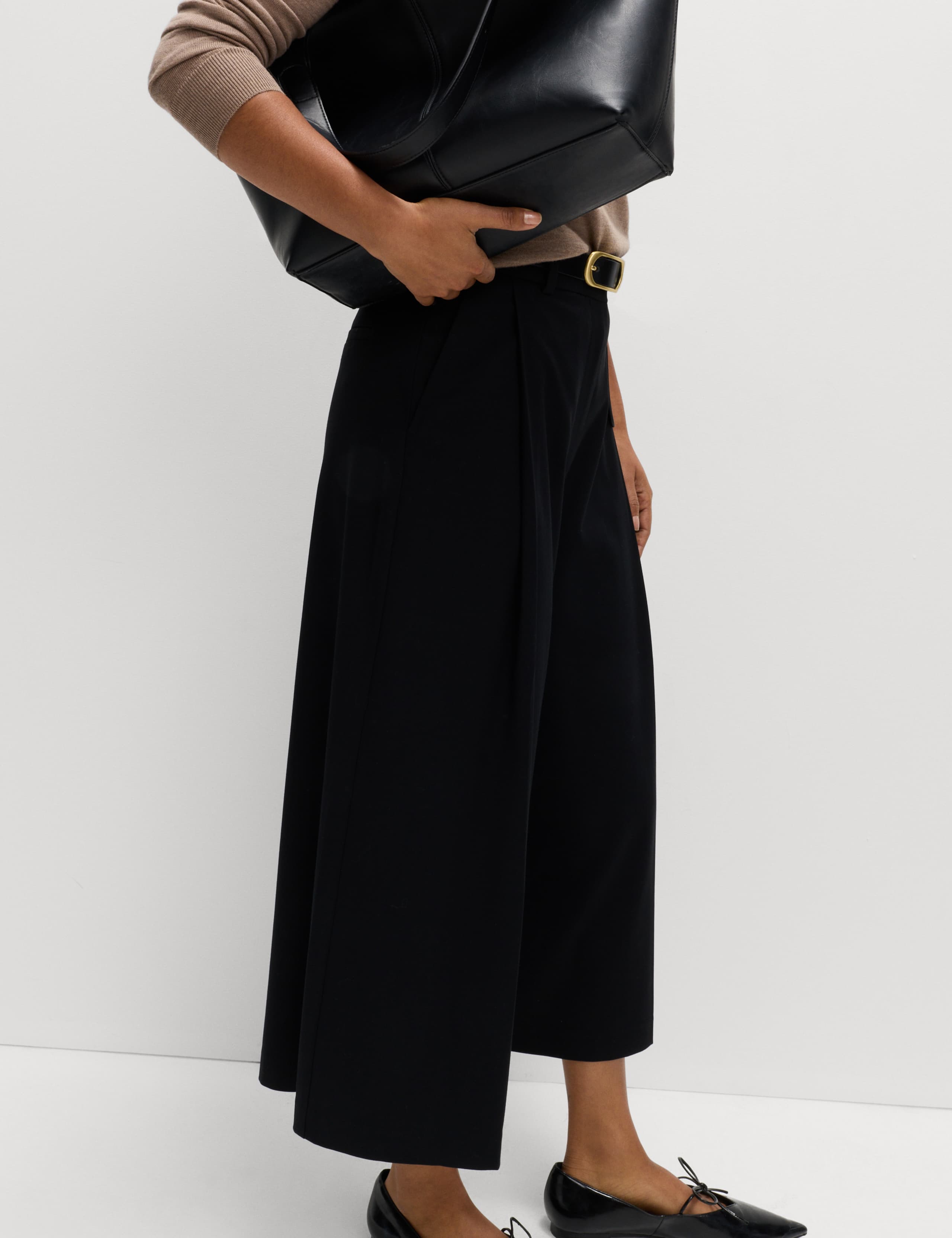 Woven Pleated Wide Leg Culottes 4 of 5