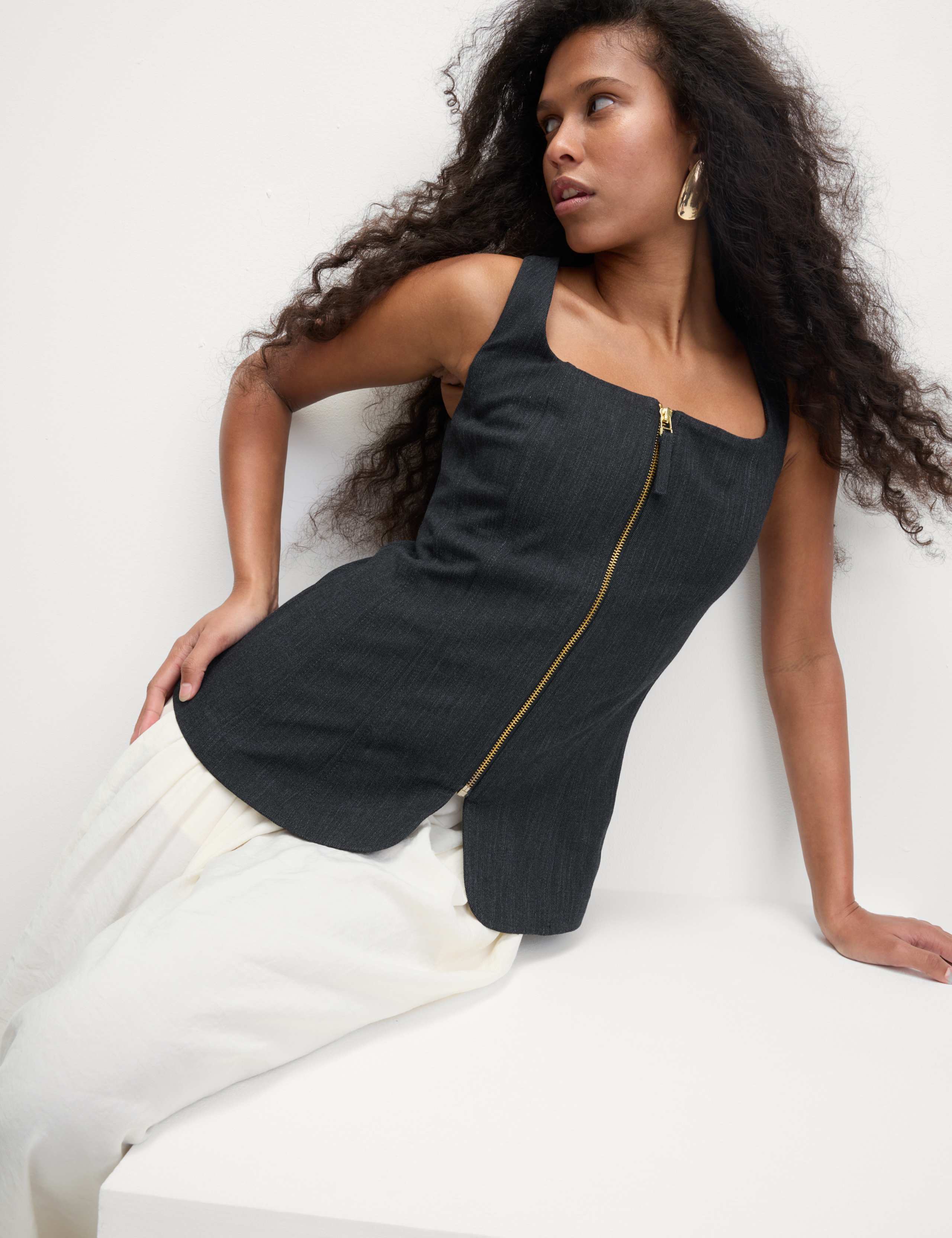 Denim Tailored Zip Through Waistcoat 6 of 6