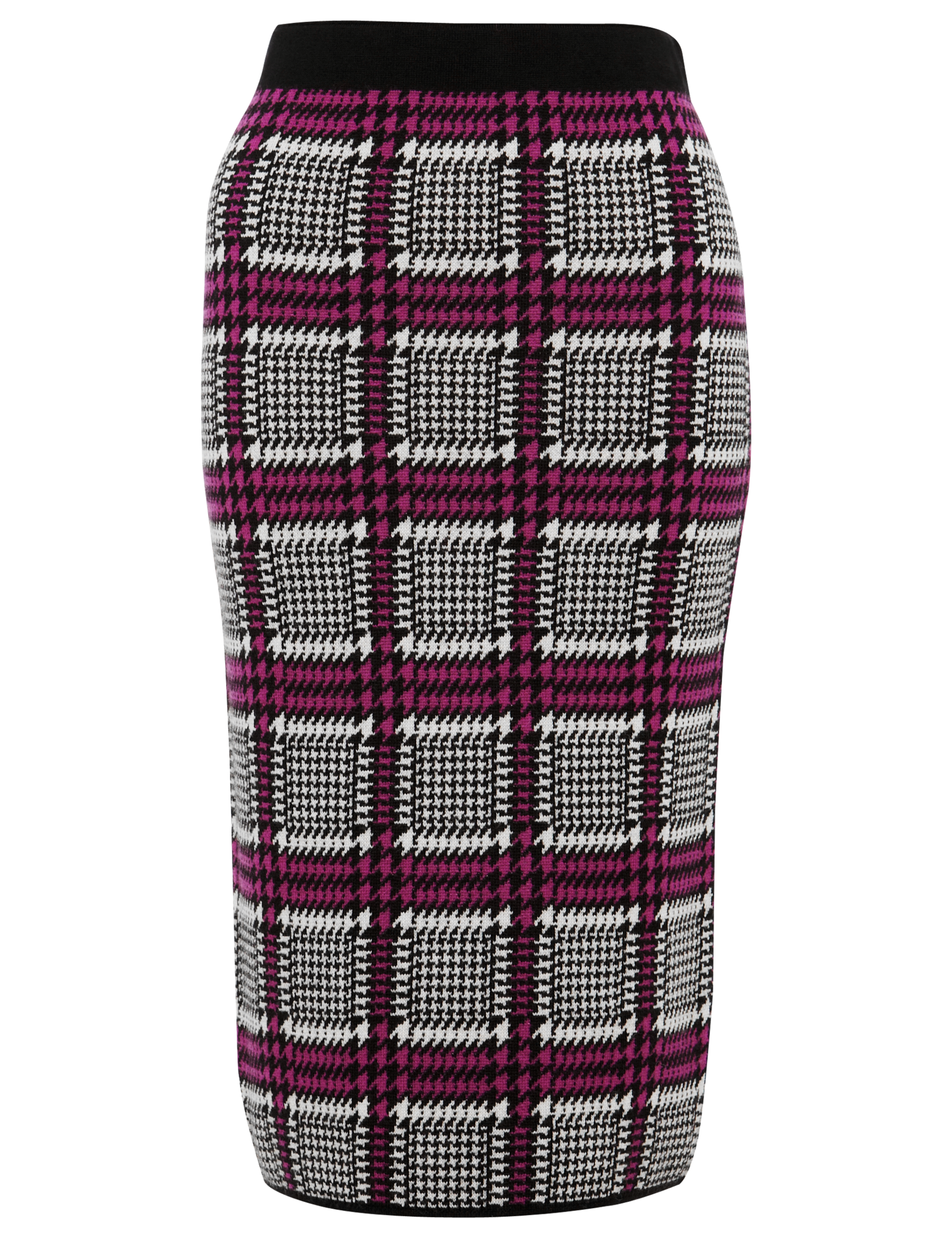 Best of British Pure Merino Wool Houndstooth Print Knitted Pencil Skirt 2 of 6