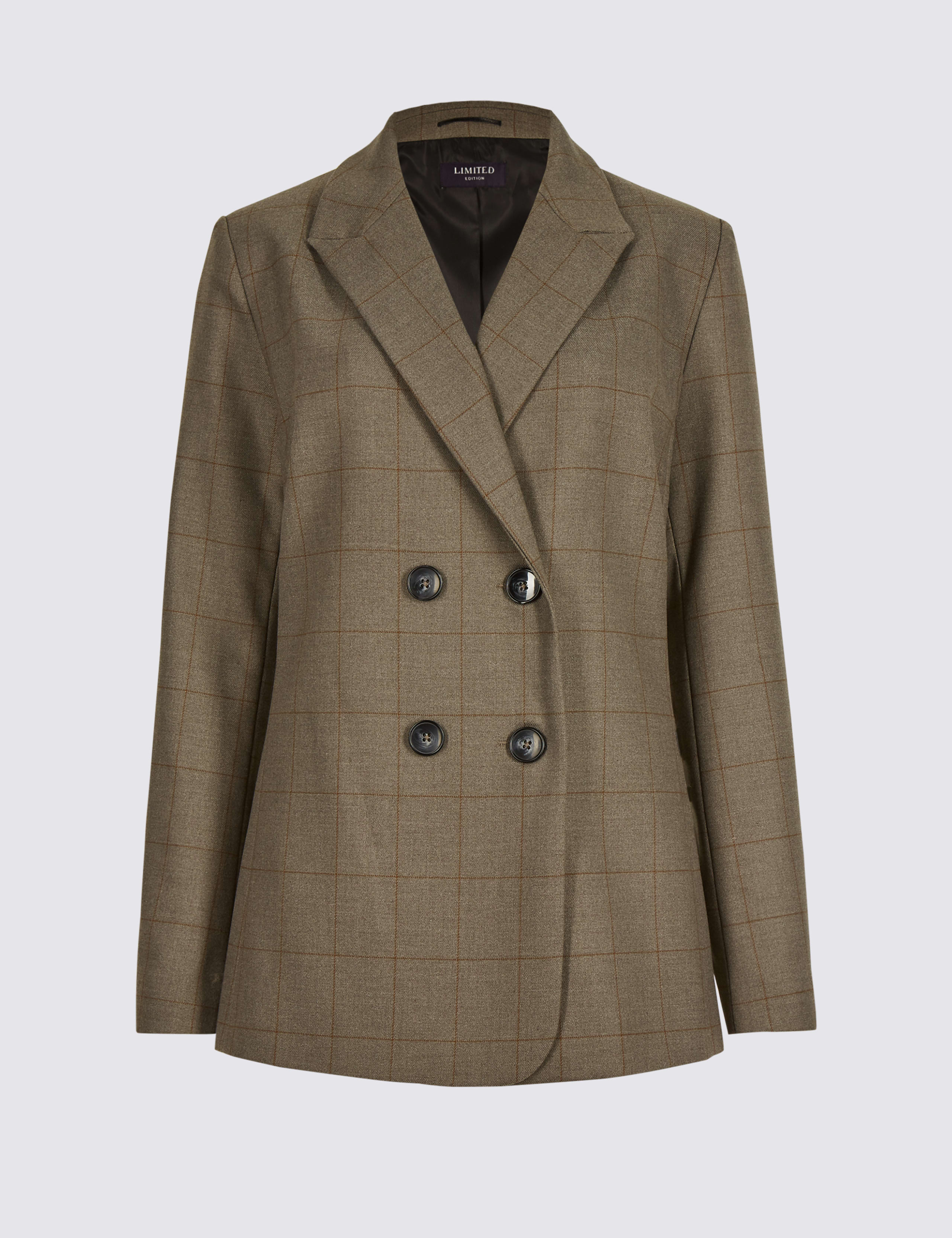 Checked Double Breasted Boyfriend Blazer 2 of 5