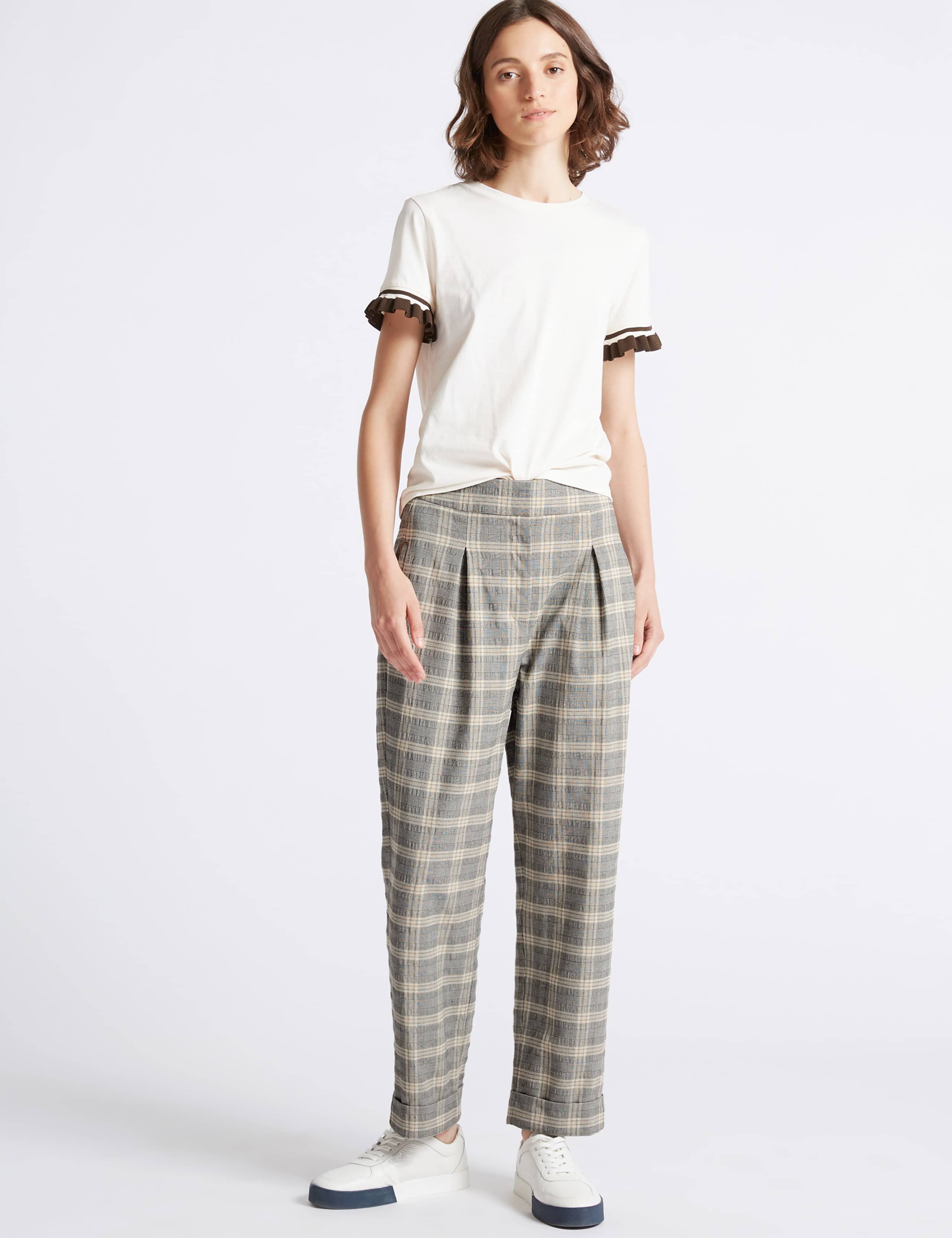 Checked Wide Leg Trousers 2 of 6