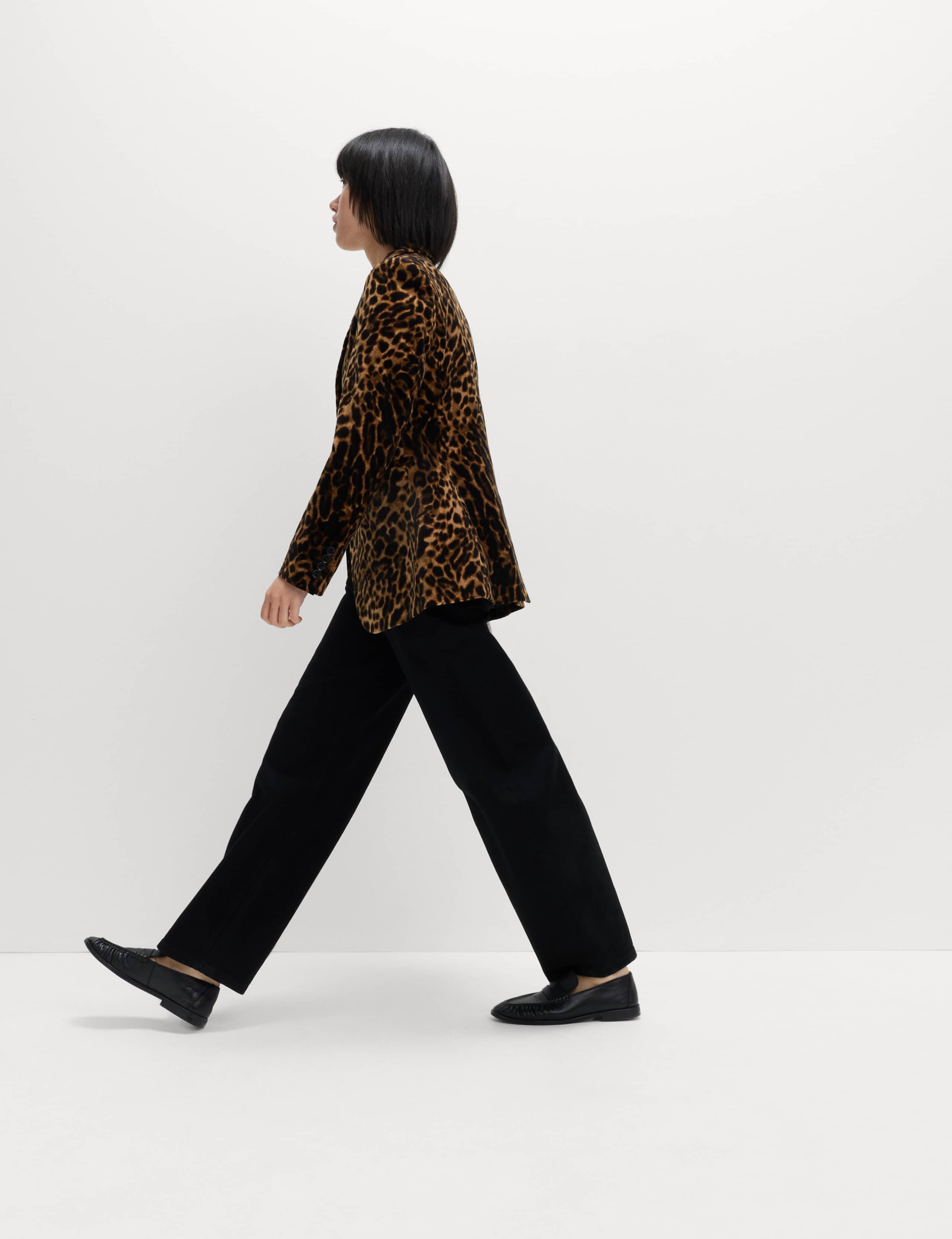 Cotton Velvet Leopard Single Breasted Blazer 6 of 7