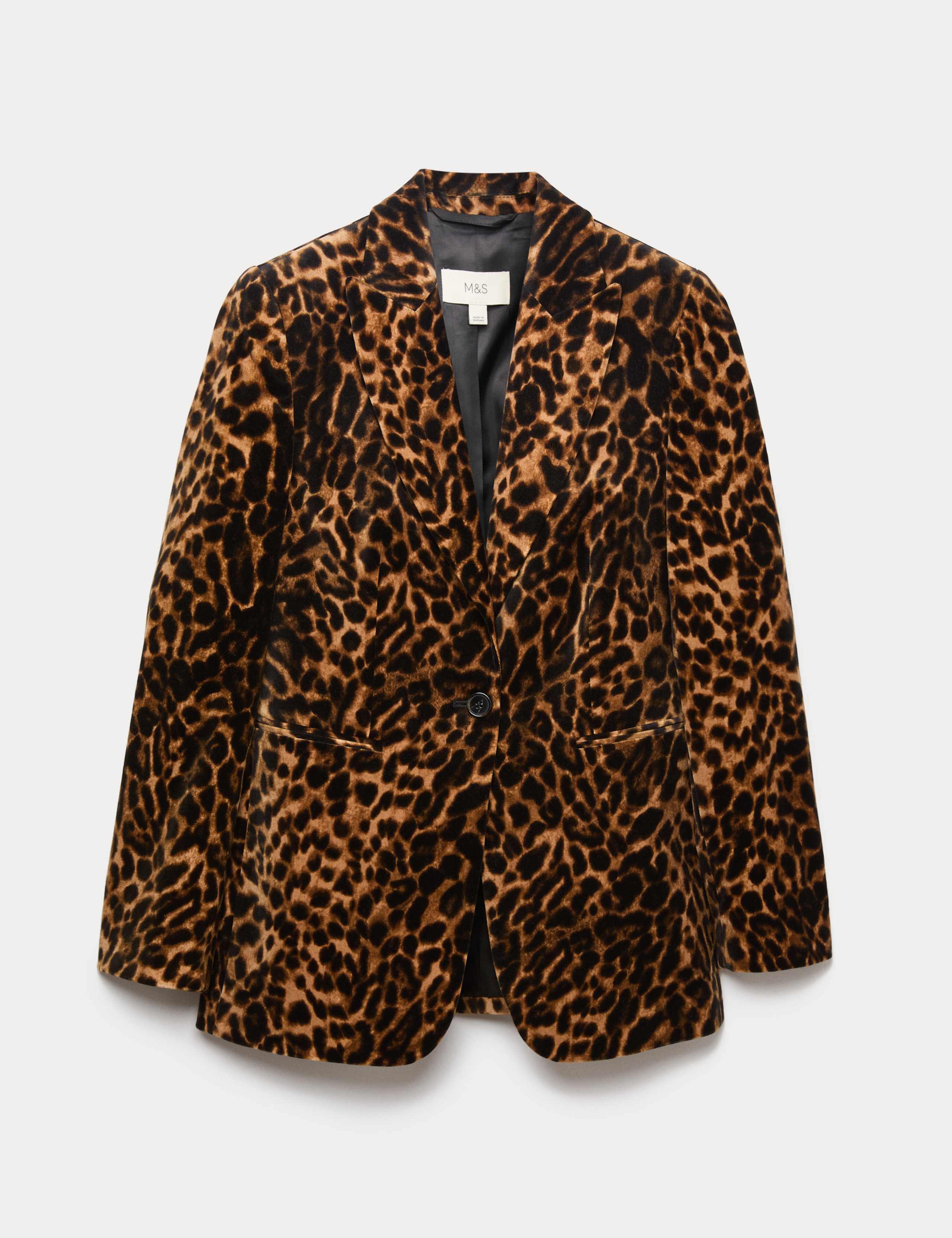 Cotton Velvet Leopard Single Breasted Blazer 2 of 7