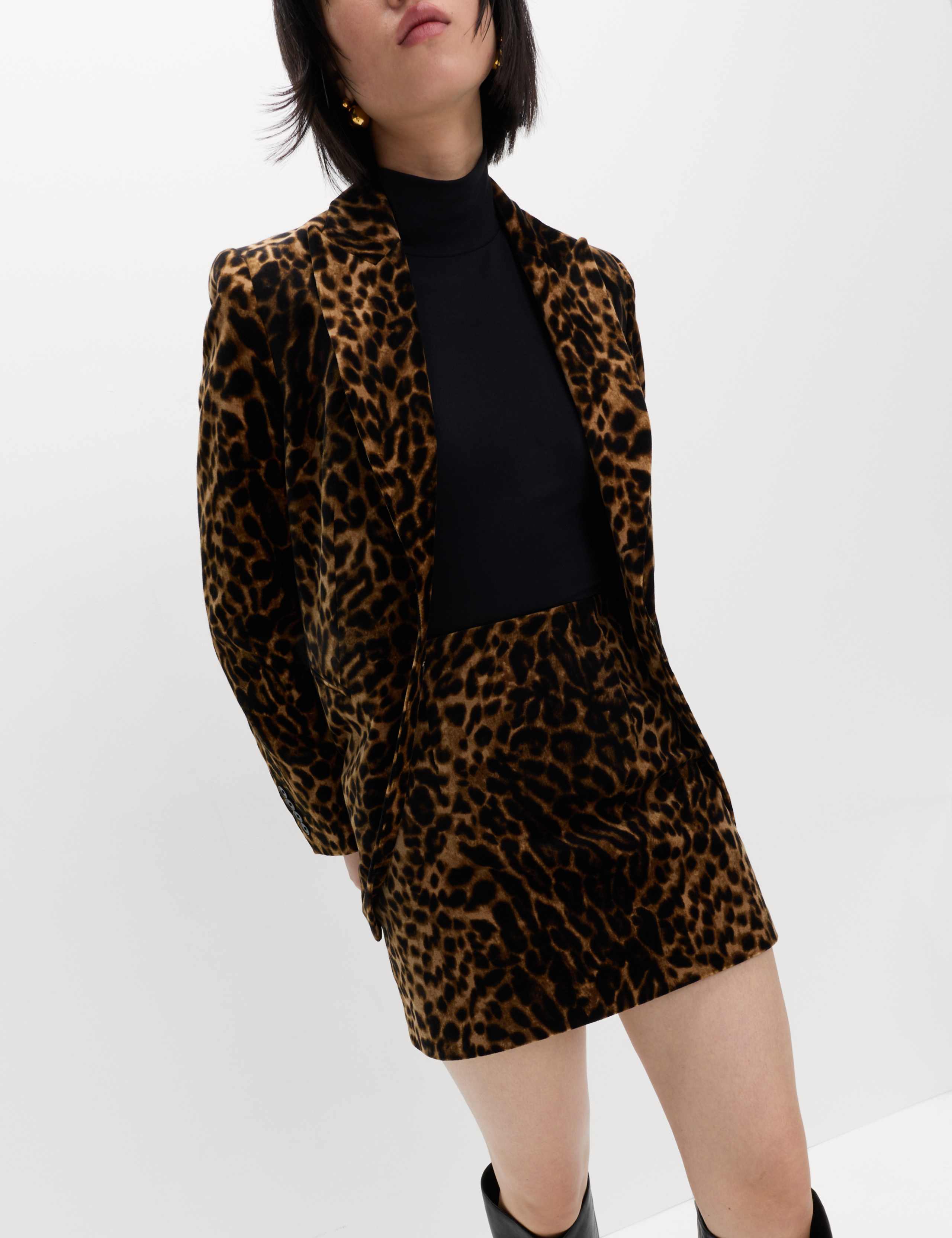 Cotton Rich Velvet Animal Print Mini Skirt 3 of 6