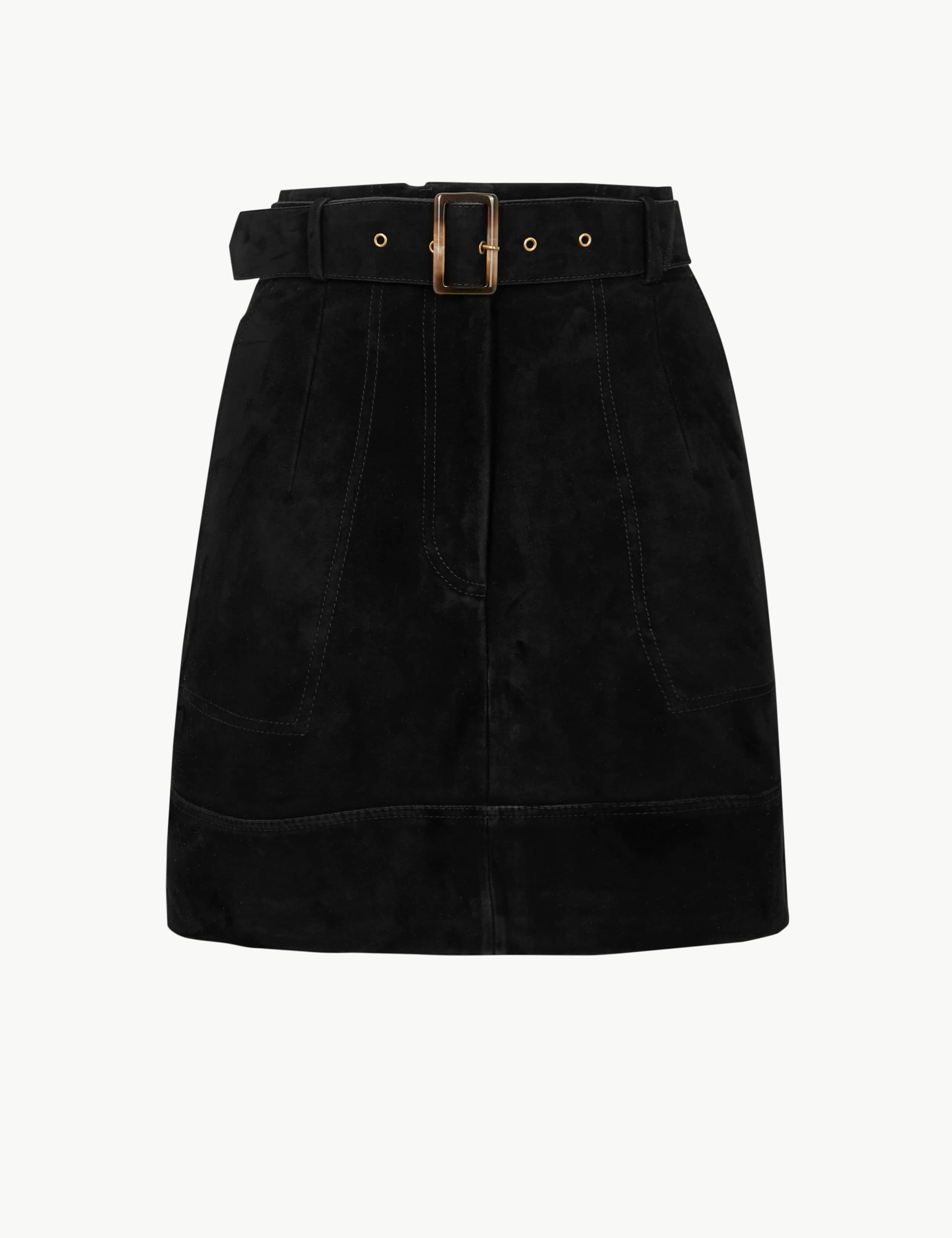 Suede Belted A-Line Mini Skirt 2 of 4