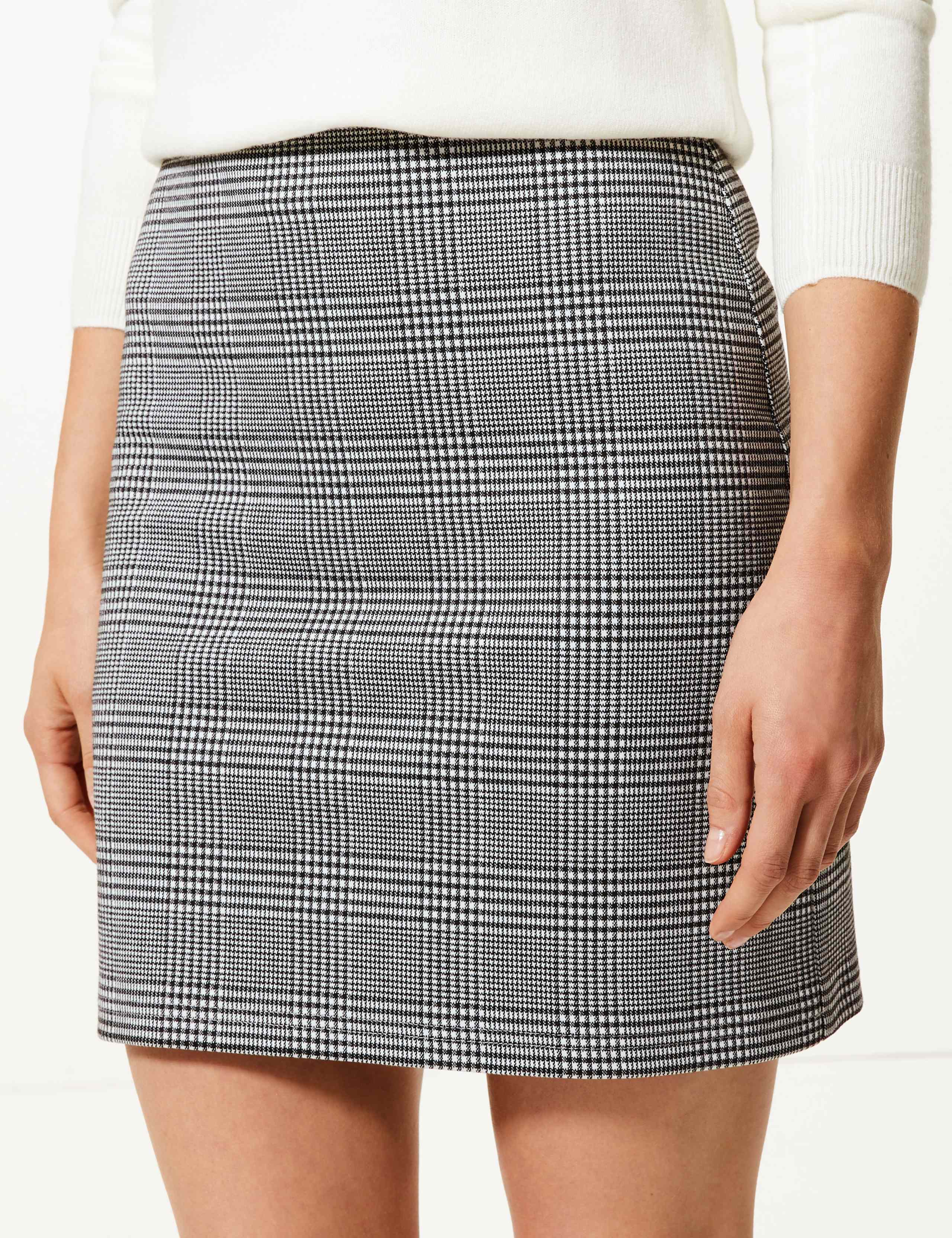 Jersey Checked A-Line Mini Skirt 4 of 4