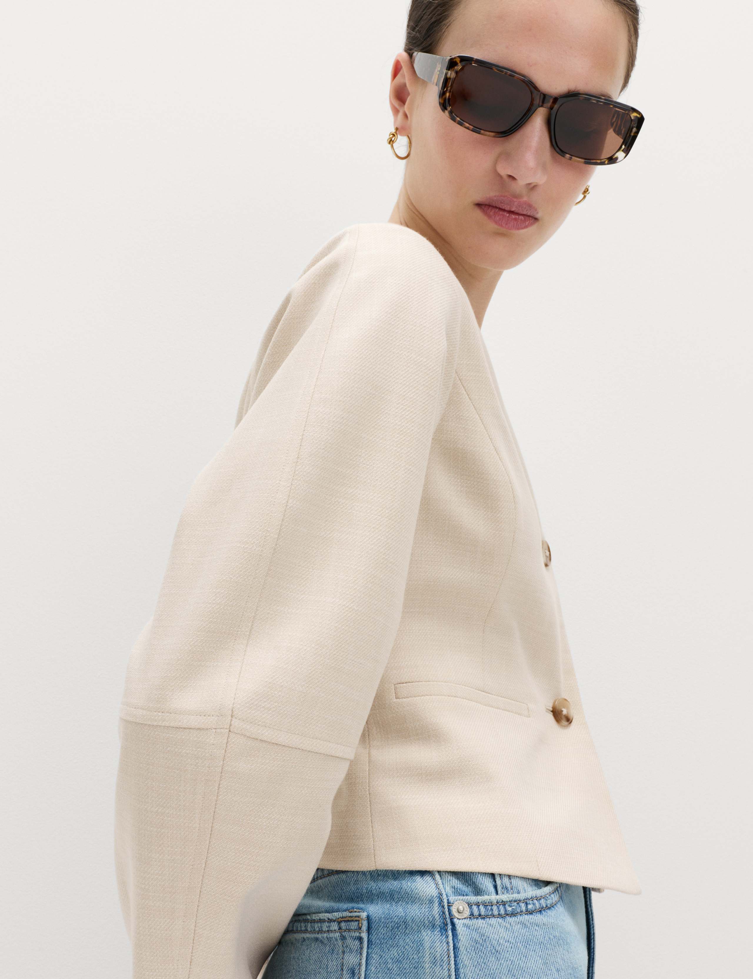 V-Neck Button Through Short Jacket 5 of 7