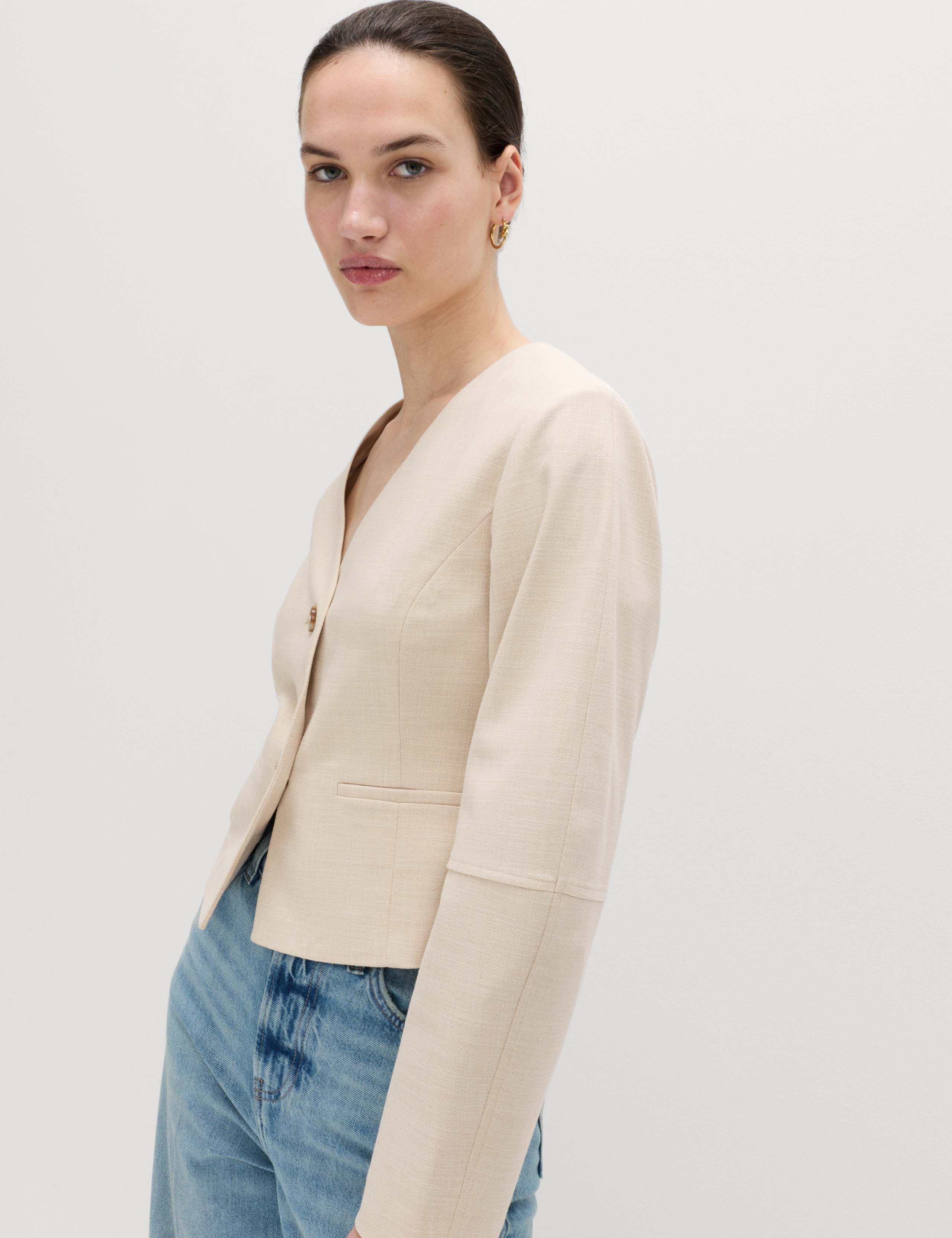 V-Neck Button Through Short Jacket 6 of 7