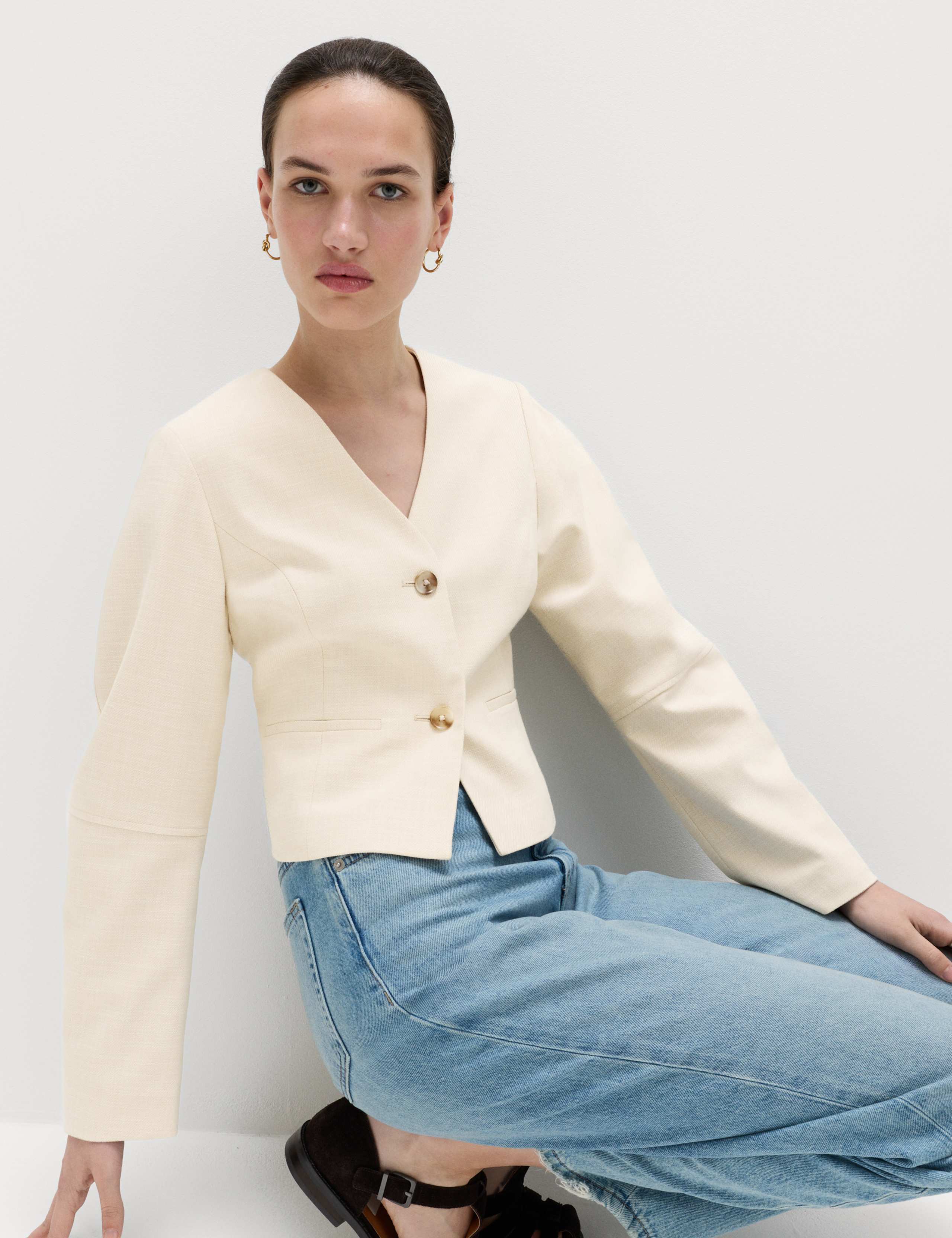 V-Neck Button Through Short Jacket 7 of 7