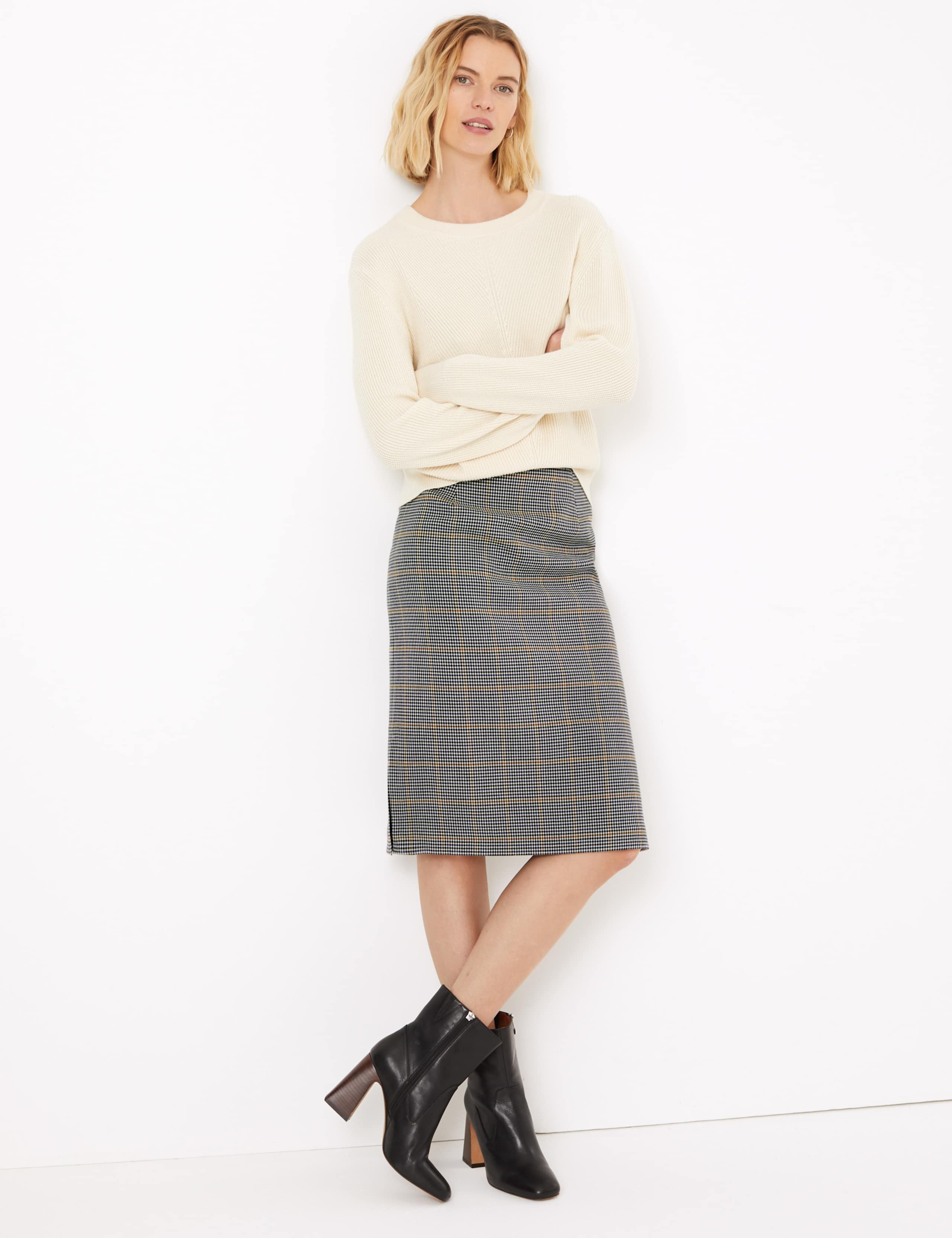 Checked Tailored Pencil Skirt 1 of 3