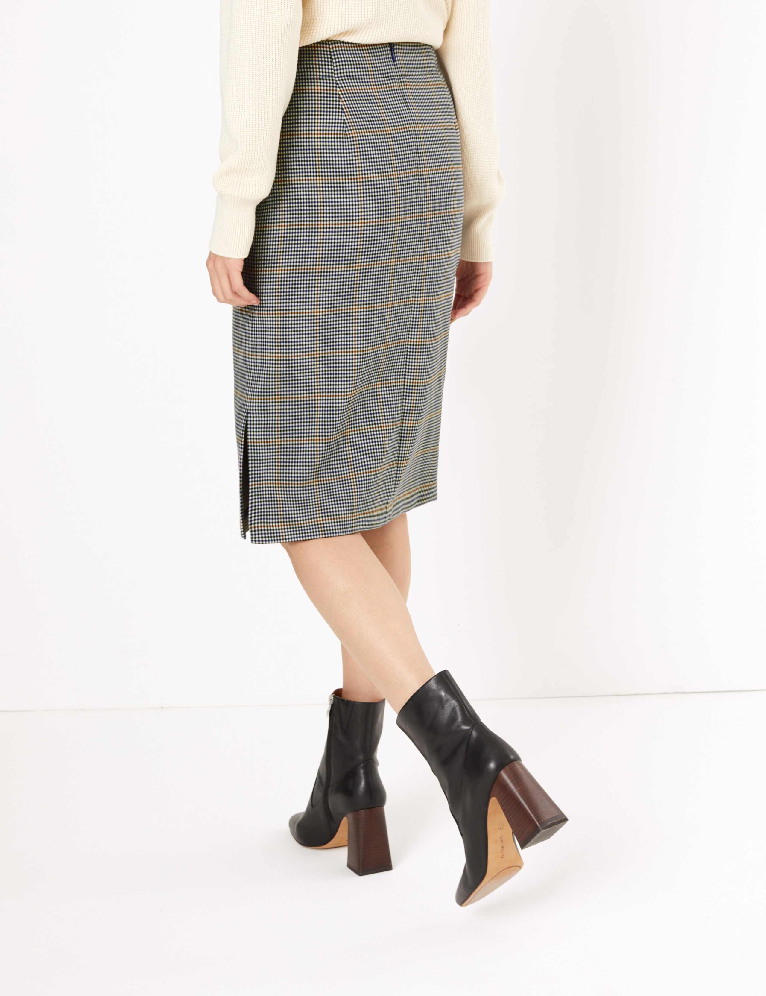 Checked Tailored Pencil Skirt 3 of 3