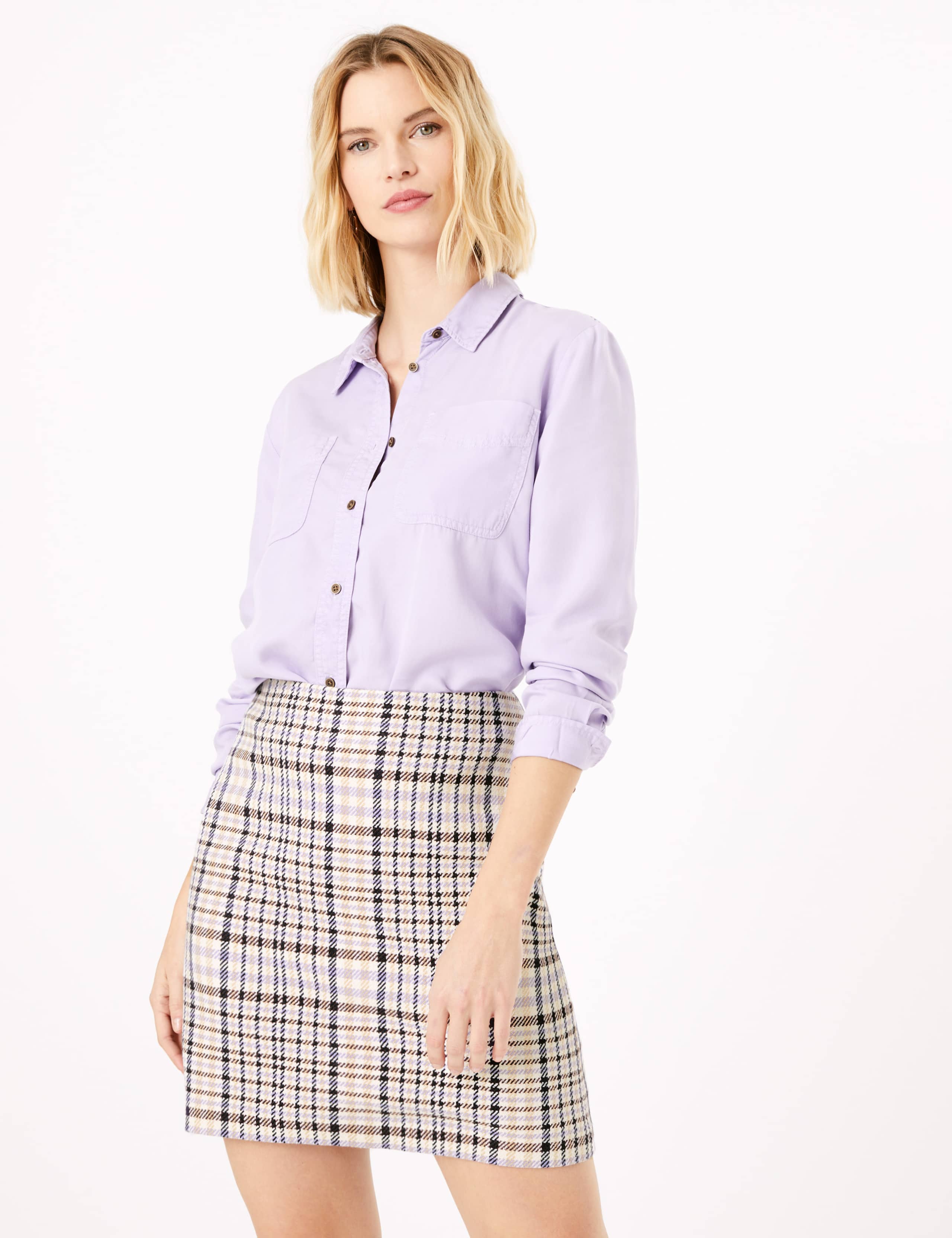 Checked A-Line Mini Skirt 1 of 4
