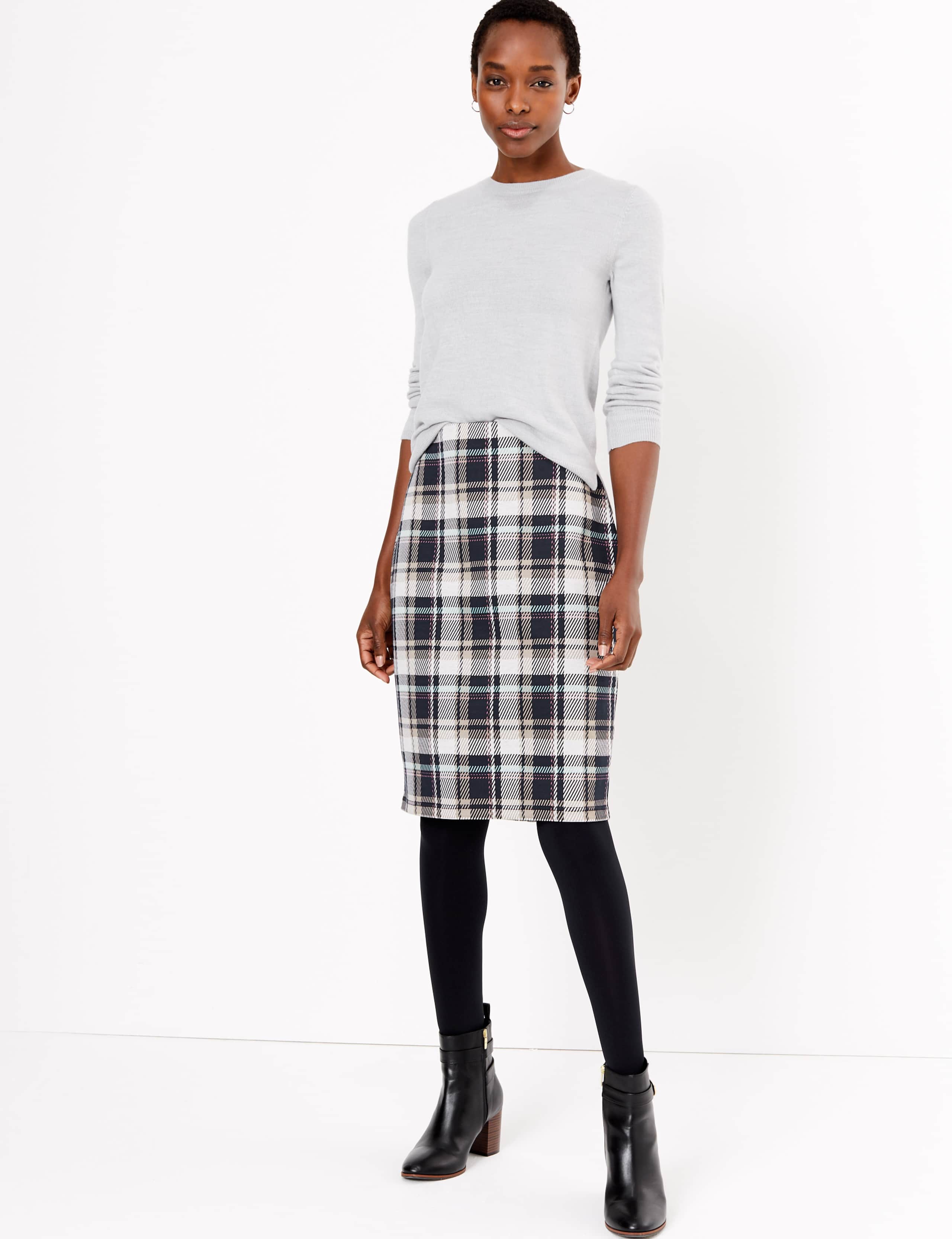 Checked Pencil Skirt 1 of 4