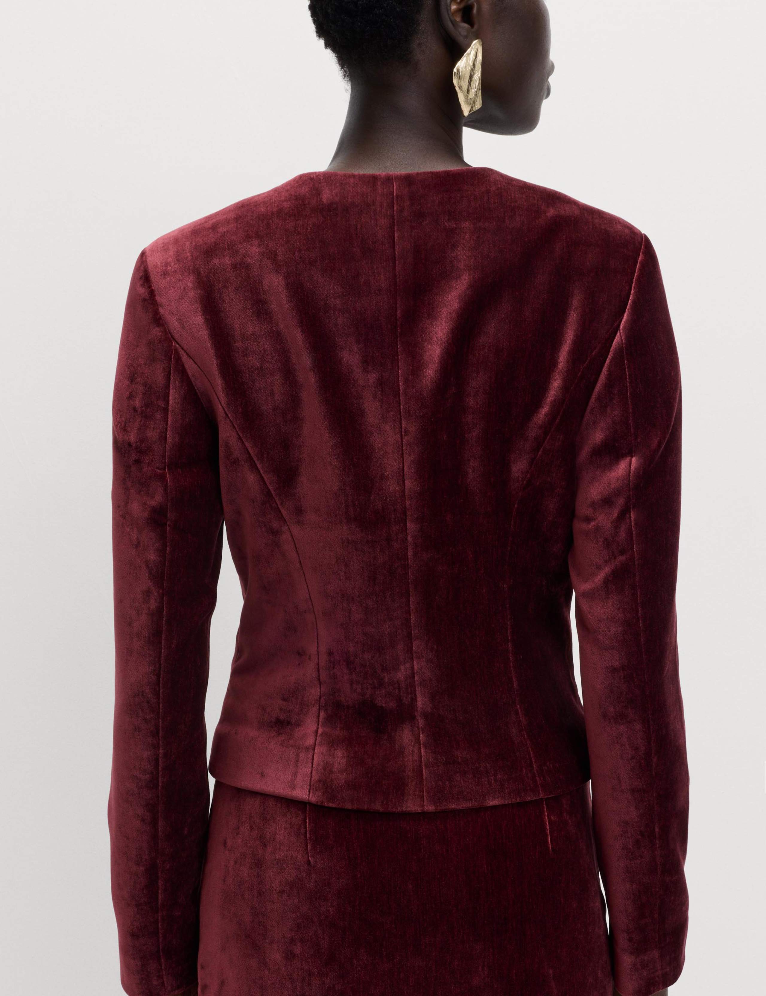 Velvet Mottled Colarless Fitted Jacket 5 of 6