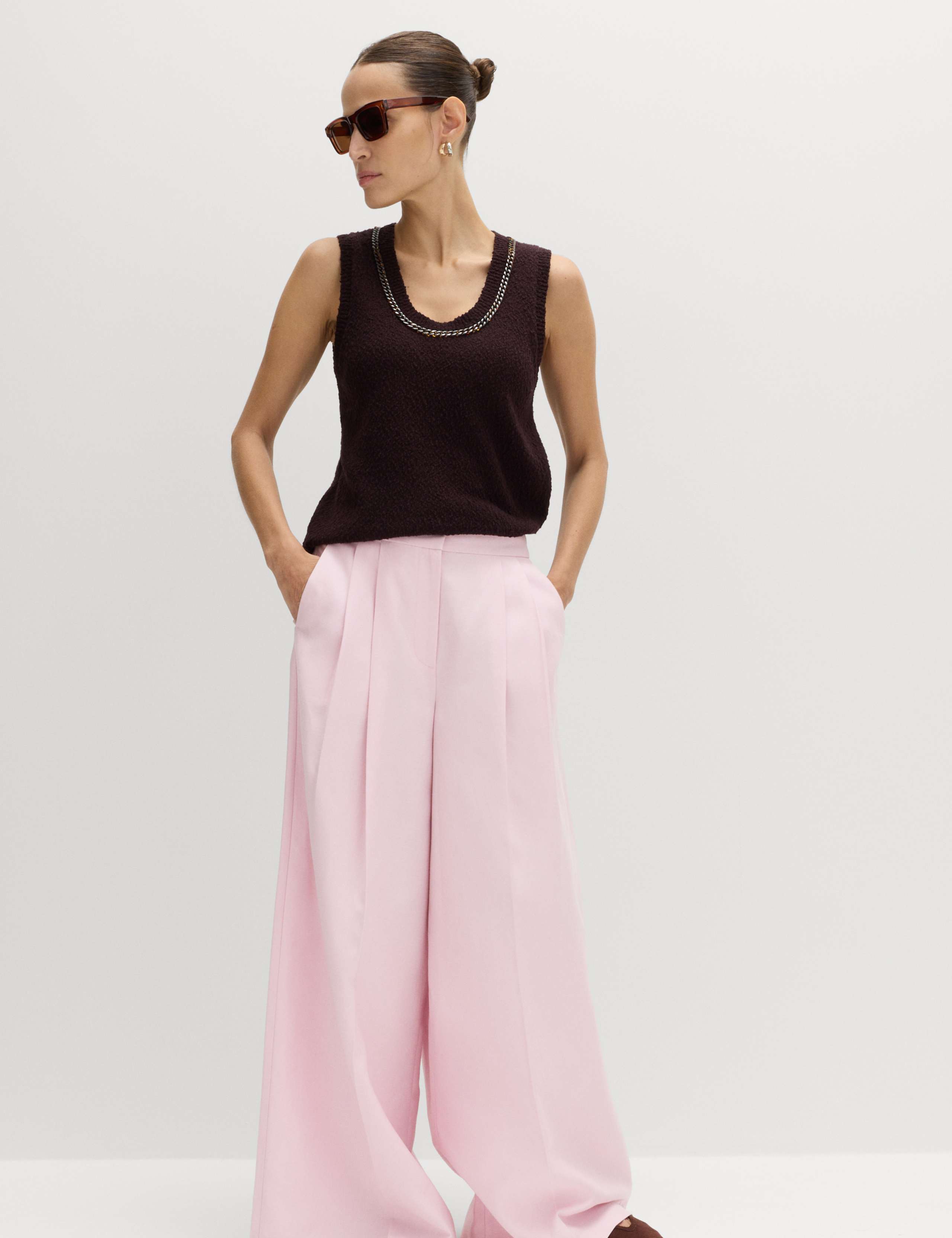 Lyocell Rich Pleat Front Palazzo Trousers 3 of 6