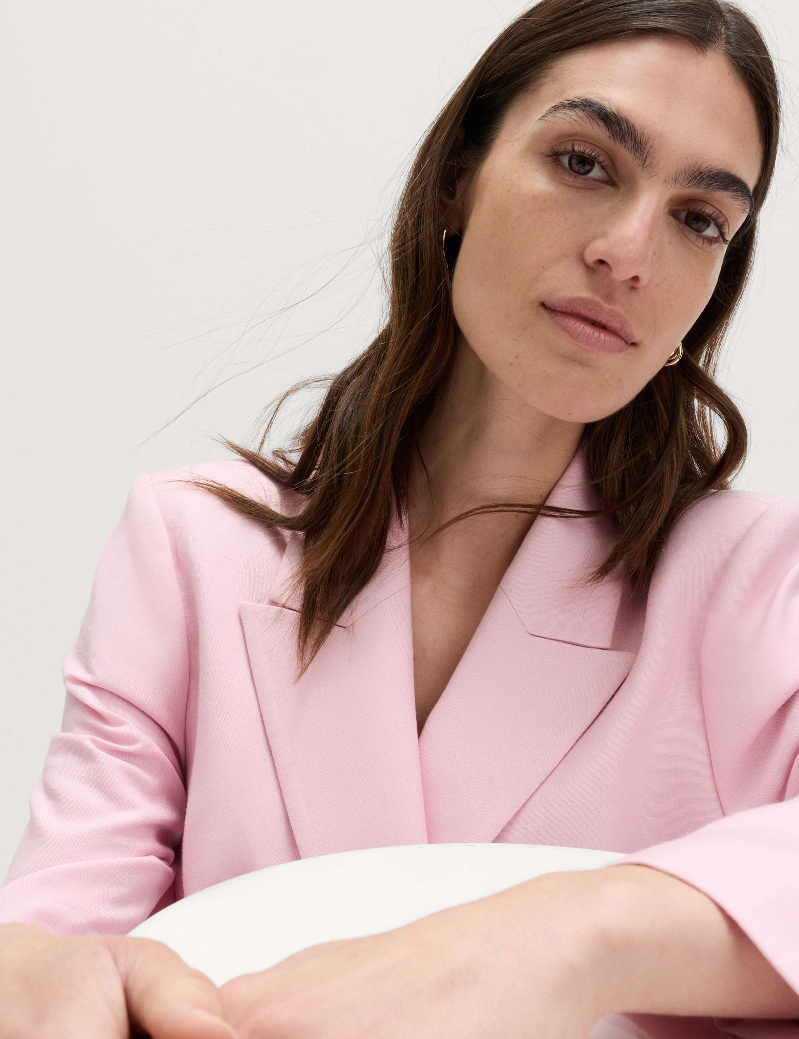 Relaxed Double Breasted Blazer with Linen 4 of 6