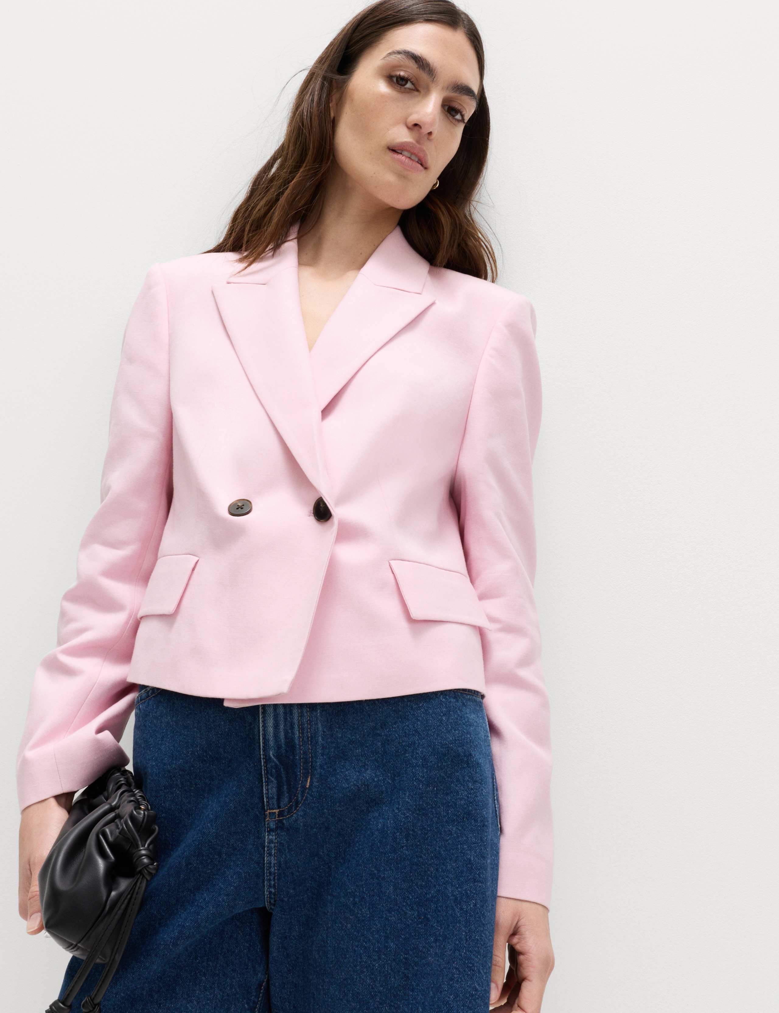 Relaxed Double Breasted Blazer with Linen 6 of 6