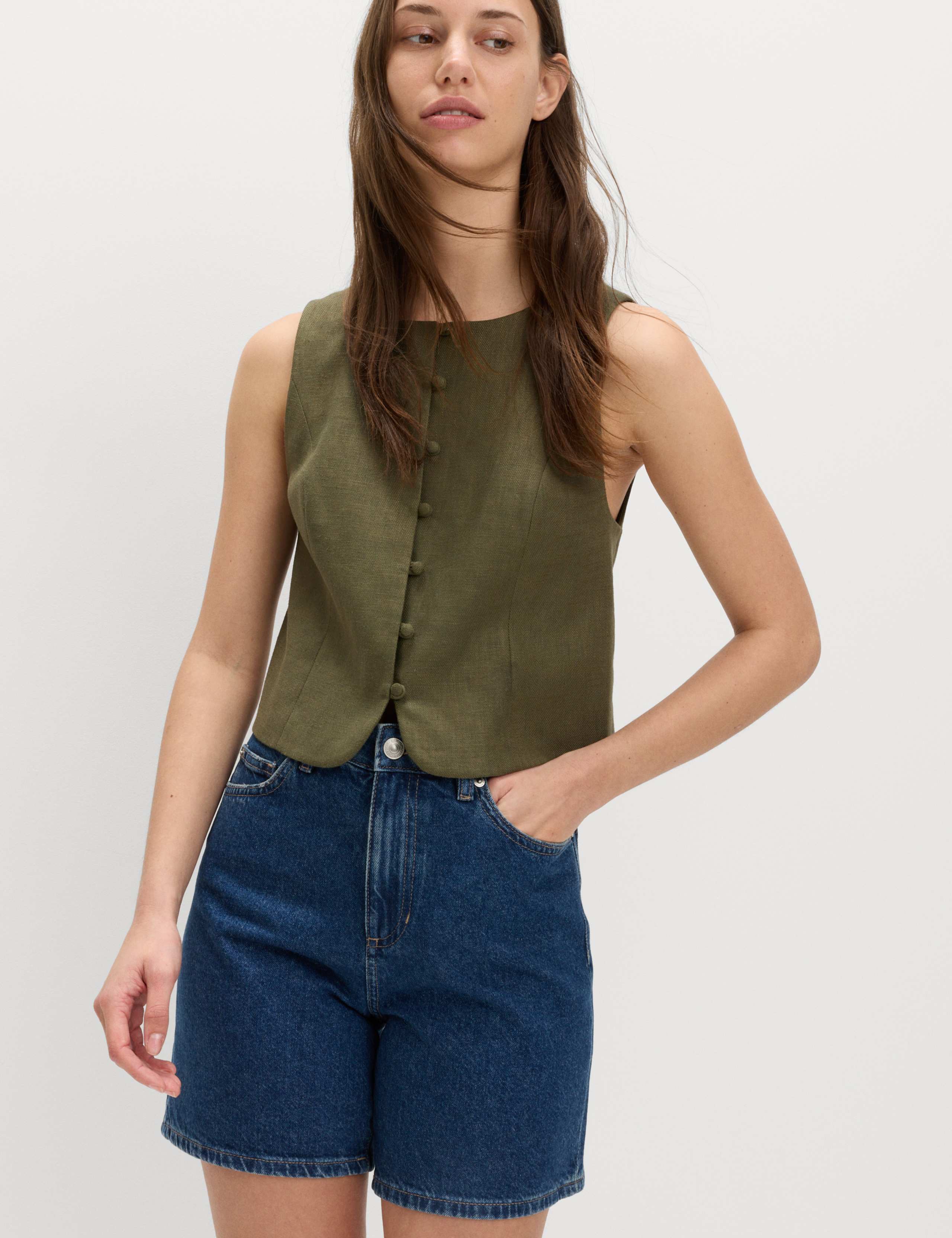 Linen Rich Twill Button Through Waistcoat 6 of 7