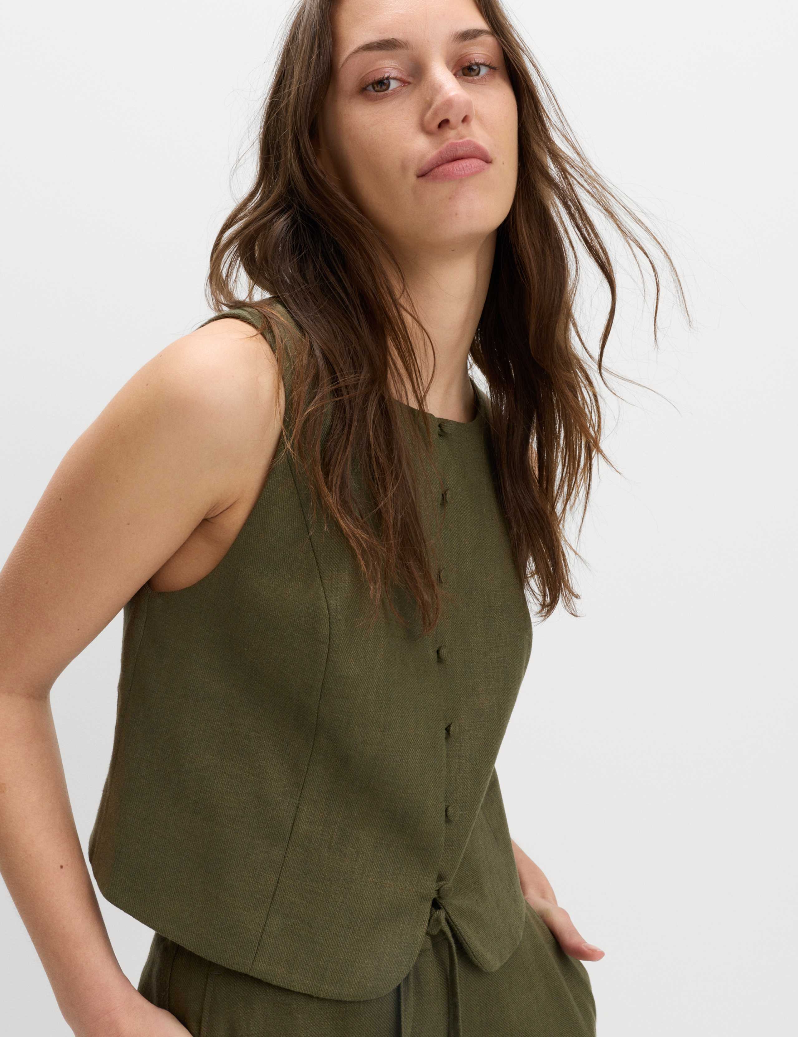 Linen Rich Twill Button Through Waistcoat 7 of 7