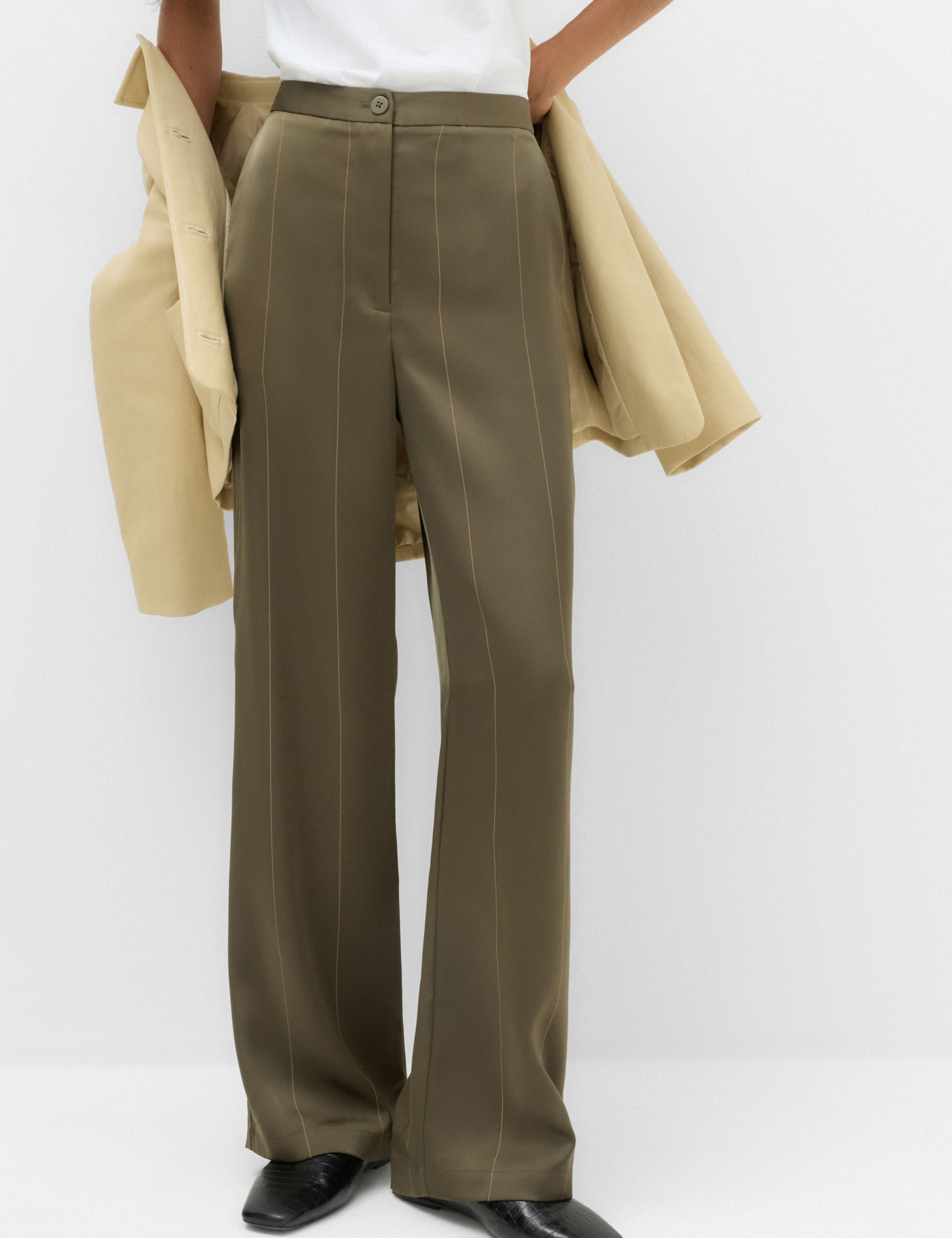 Satin Pinstripe Straight Leg Trousers 6 of 7