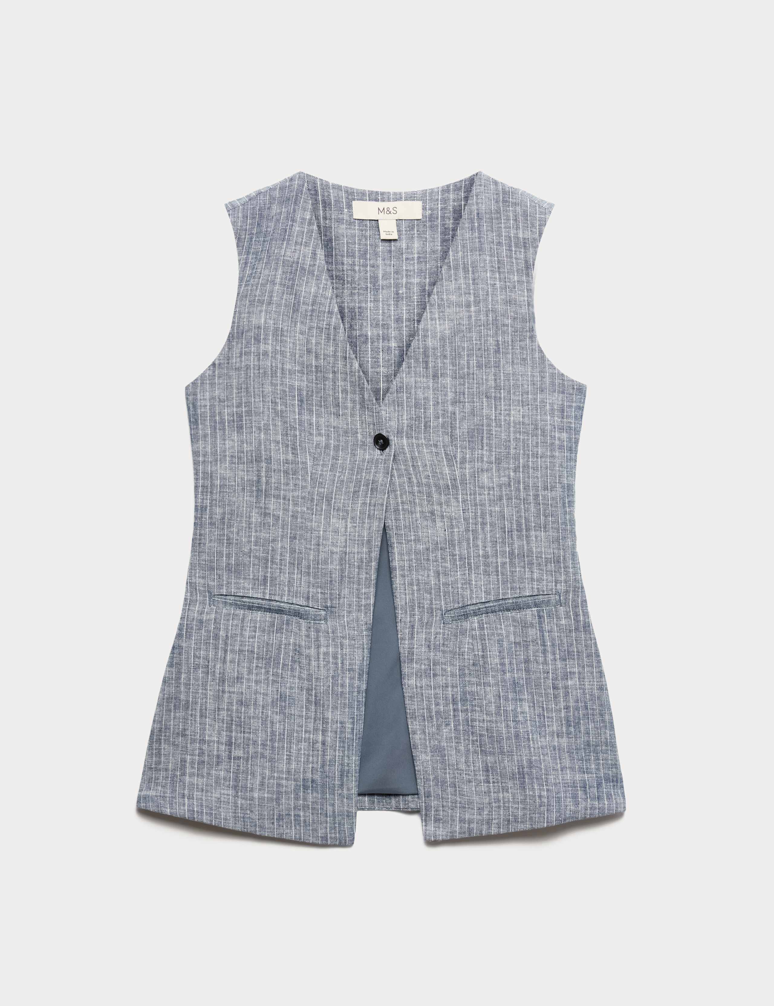 Linen Blend Striped Waistcoat 2 of 6