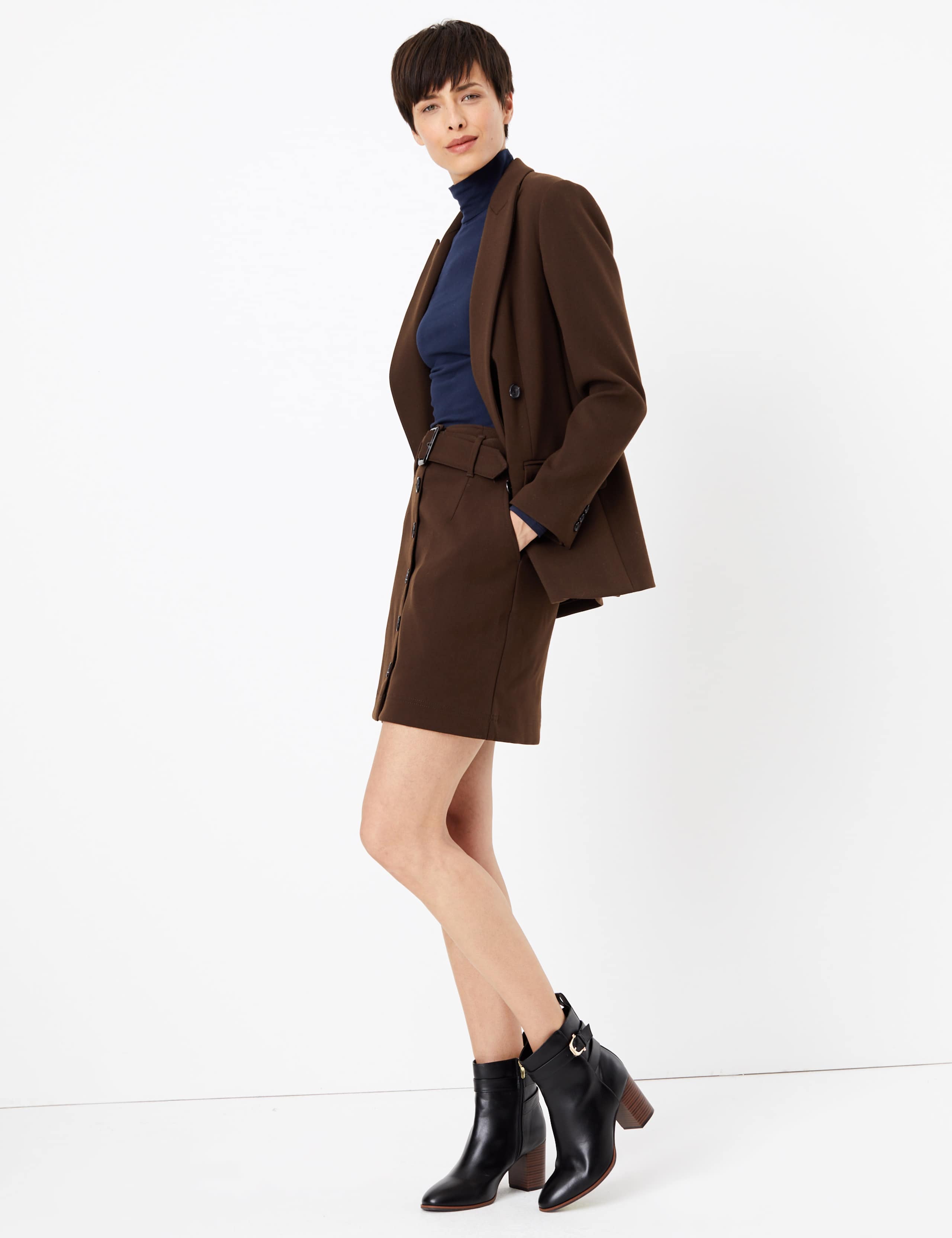 Button Front Belted Mini Skirt 1 of 5