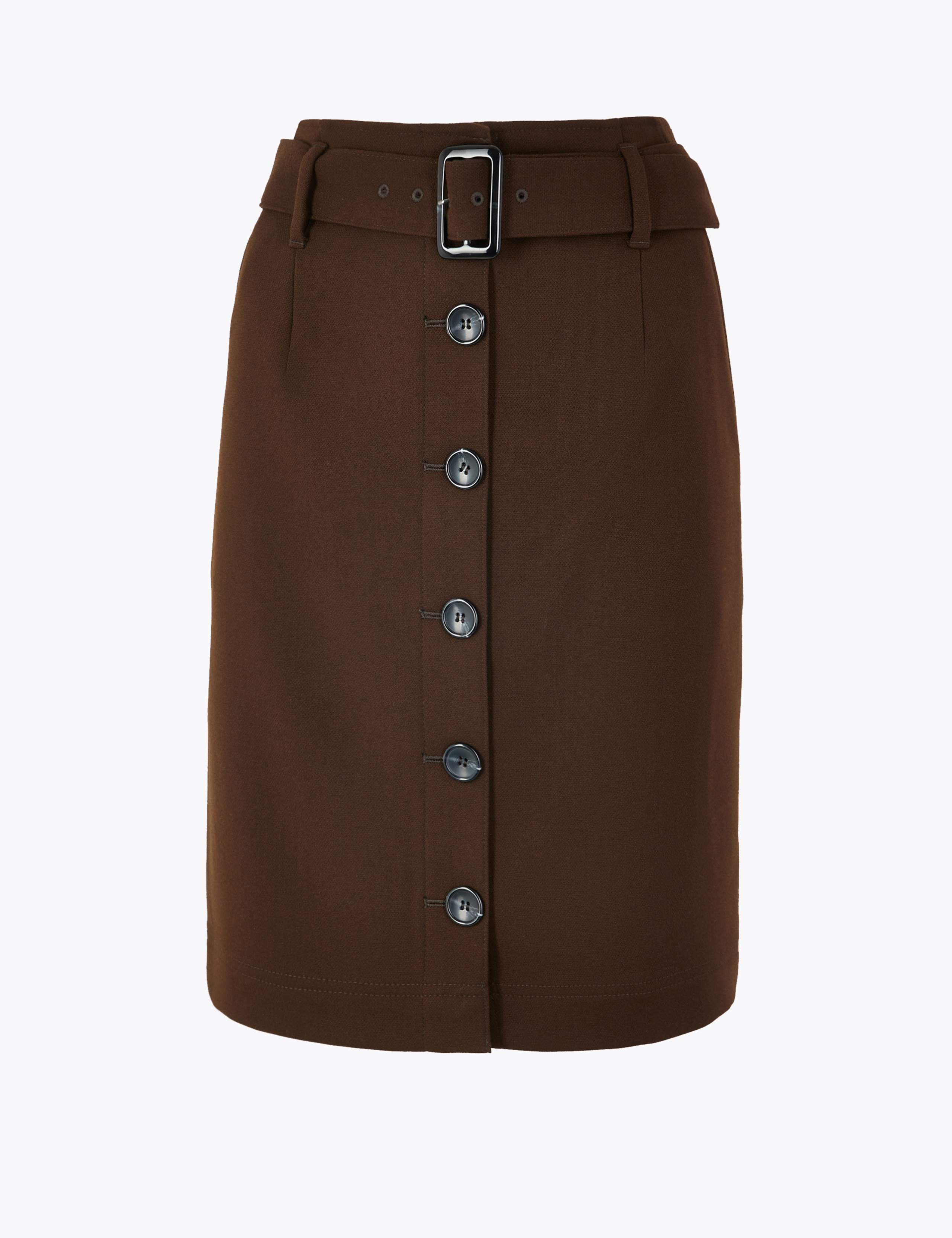 Button Front Belted Mini Skirt 2 of 5