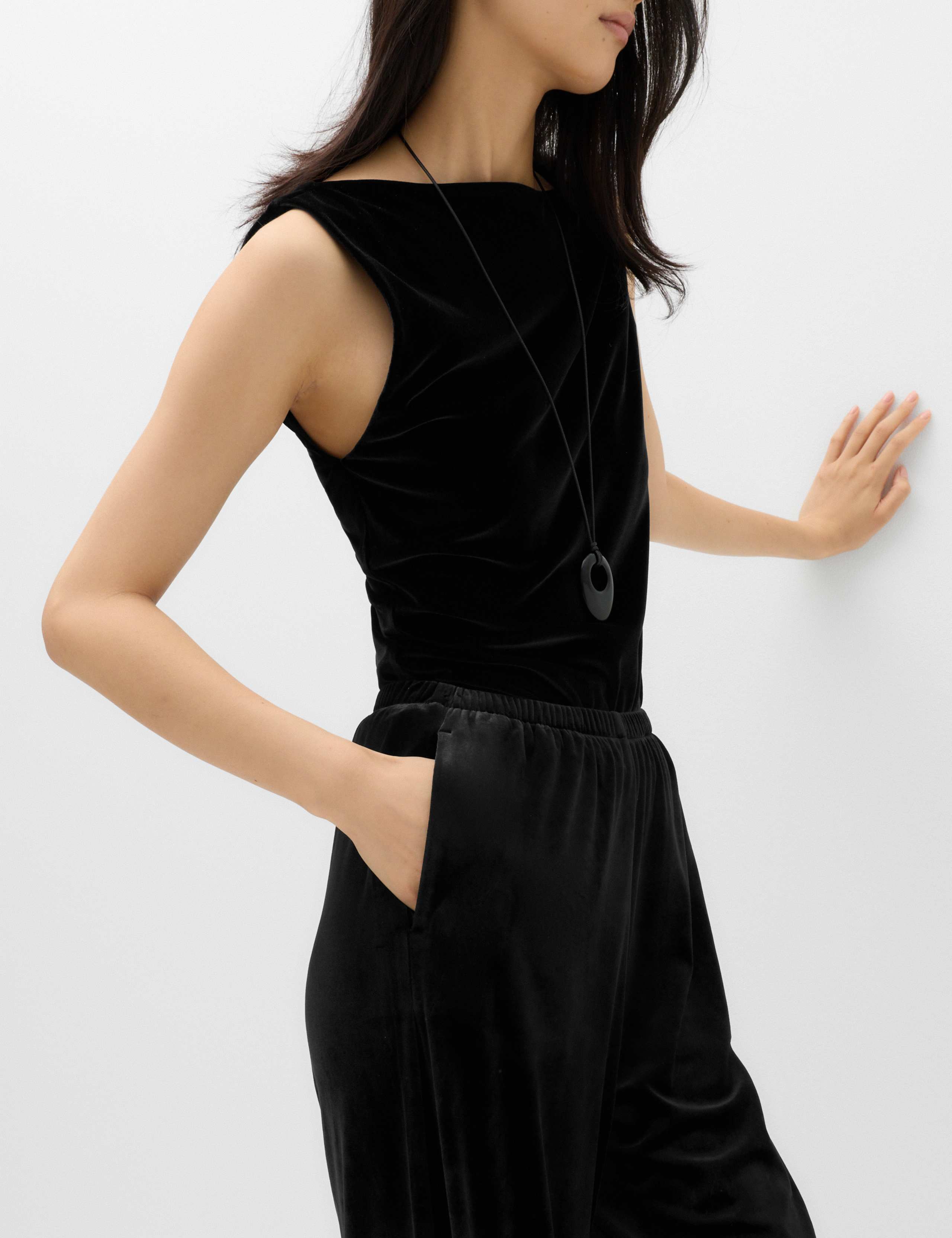 Velvet Pull On Wide Leg Trousers 3 of 6