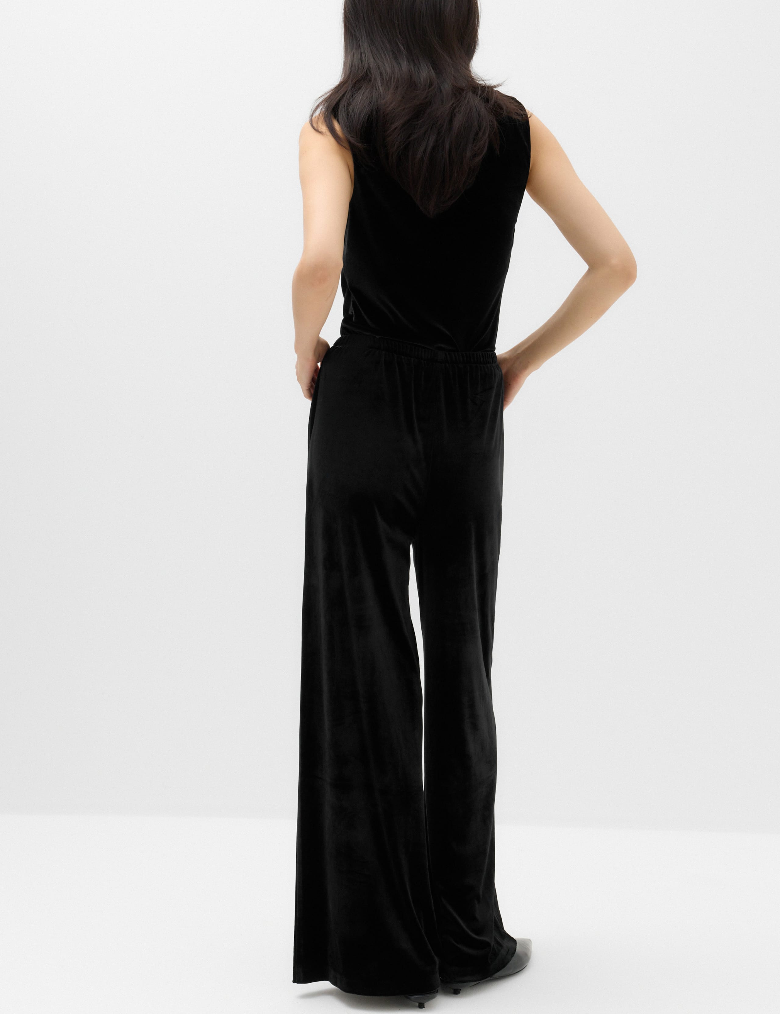 Velvet Pull On Wide Leg Trousers 4 of 6
