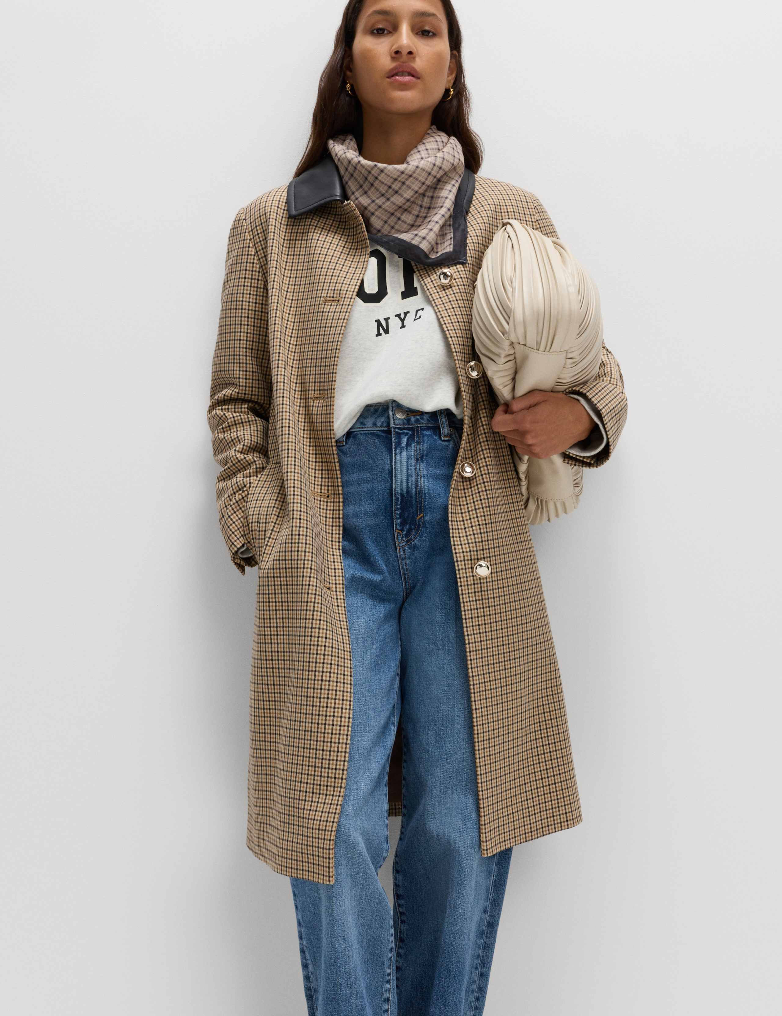 Checked Collared Car Coat 1 of 7