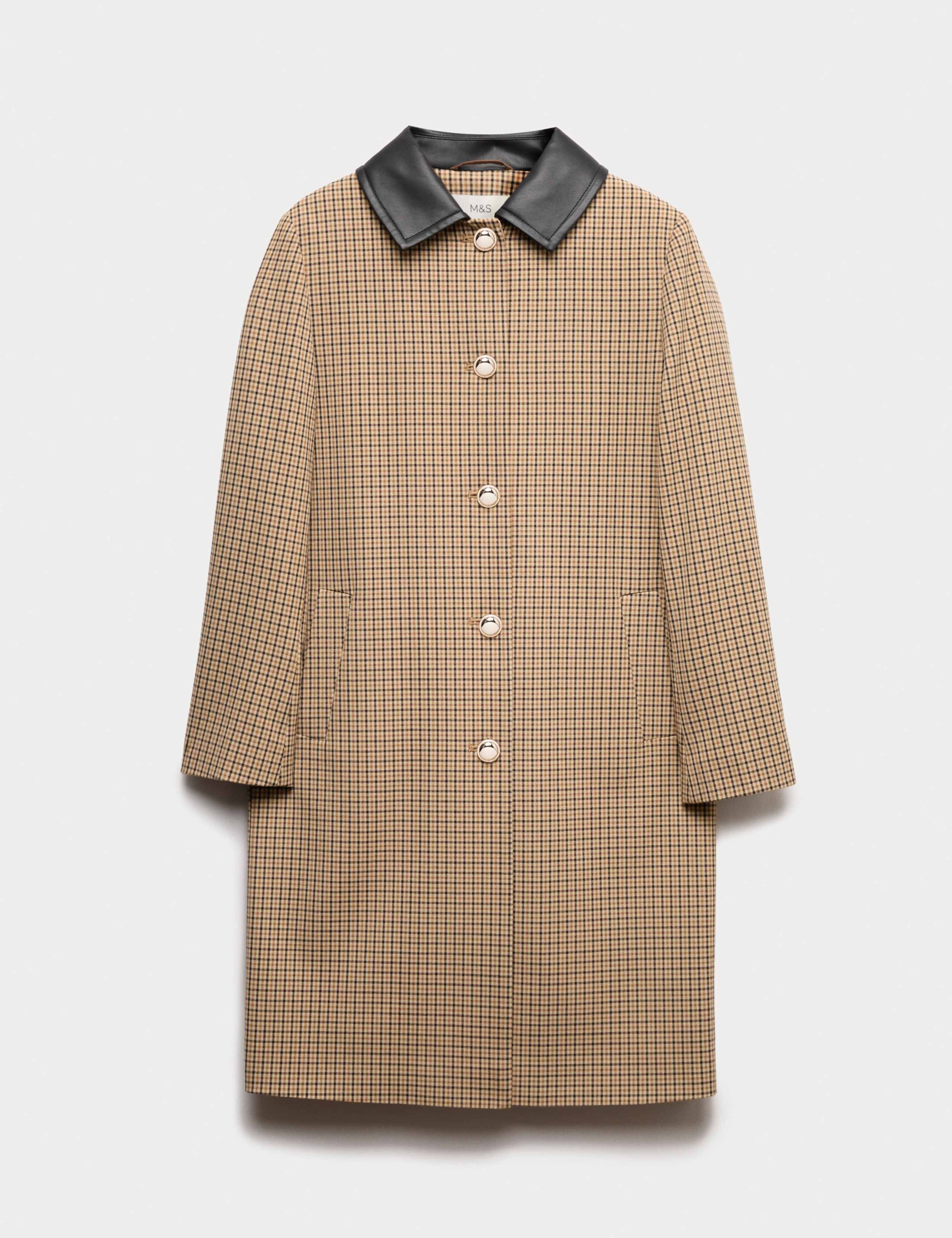 Checked Collared Car Coat 2 of 7