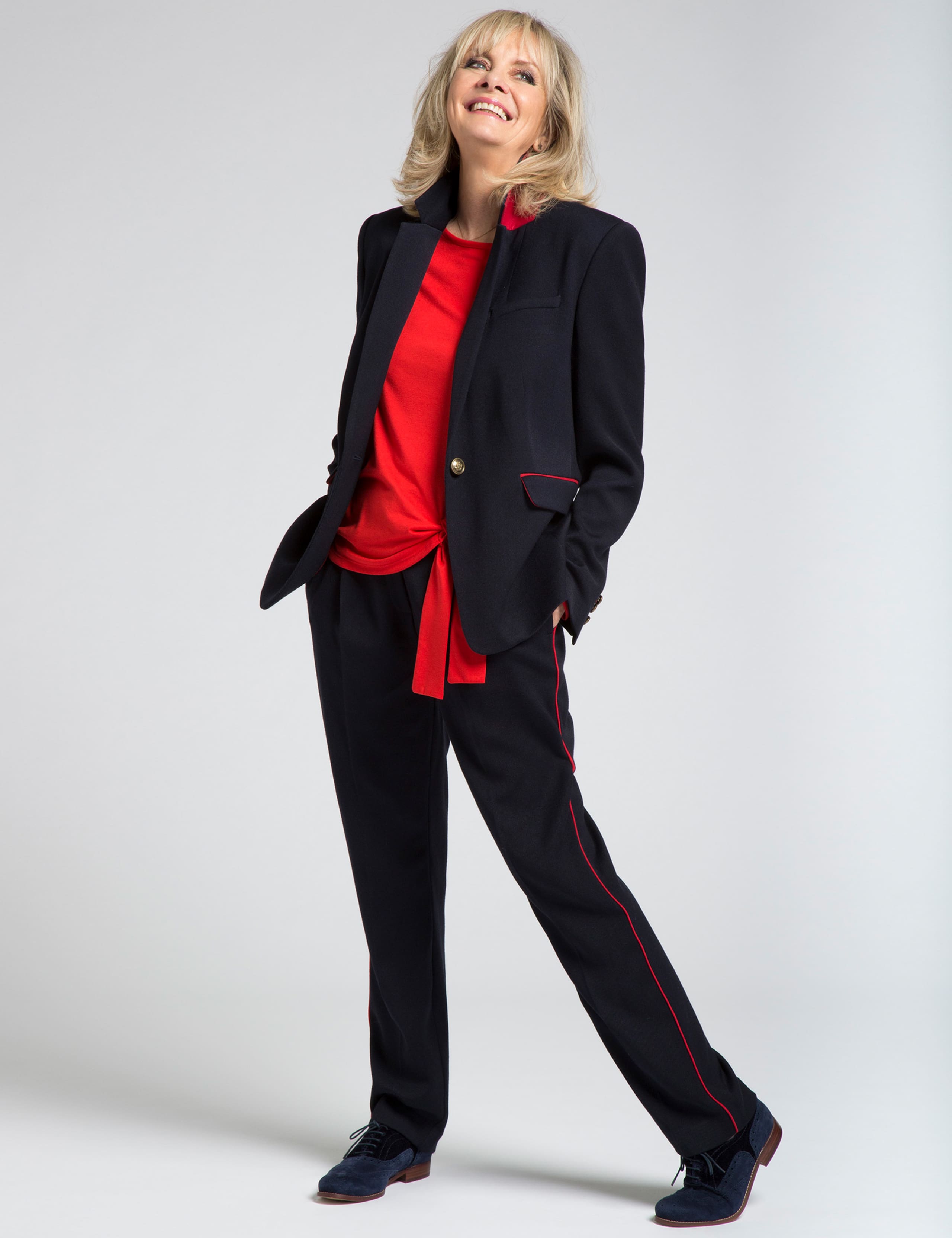 1 Button Contrast Piped Blazer 1 of 5