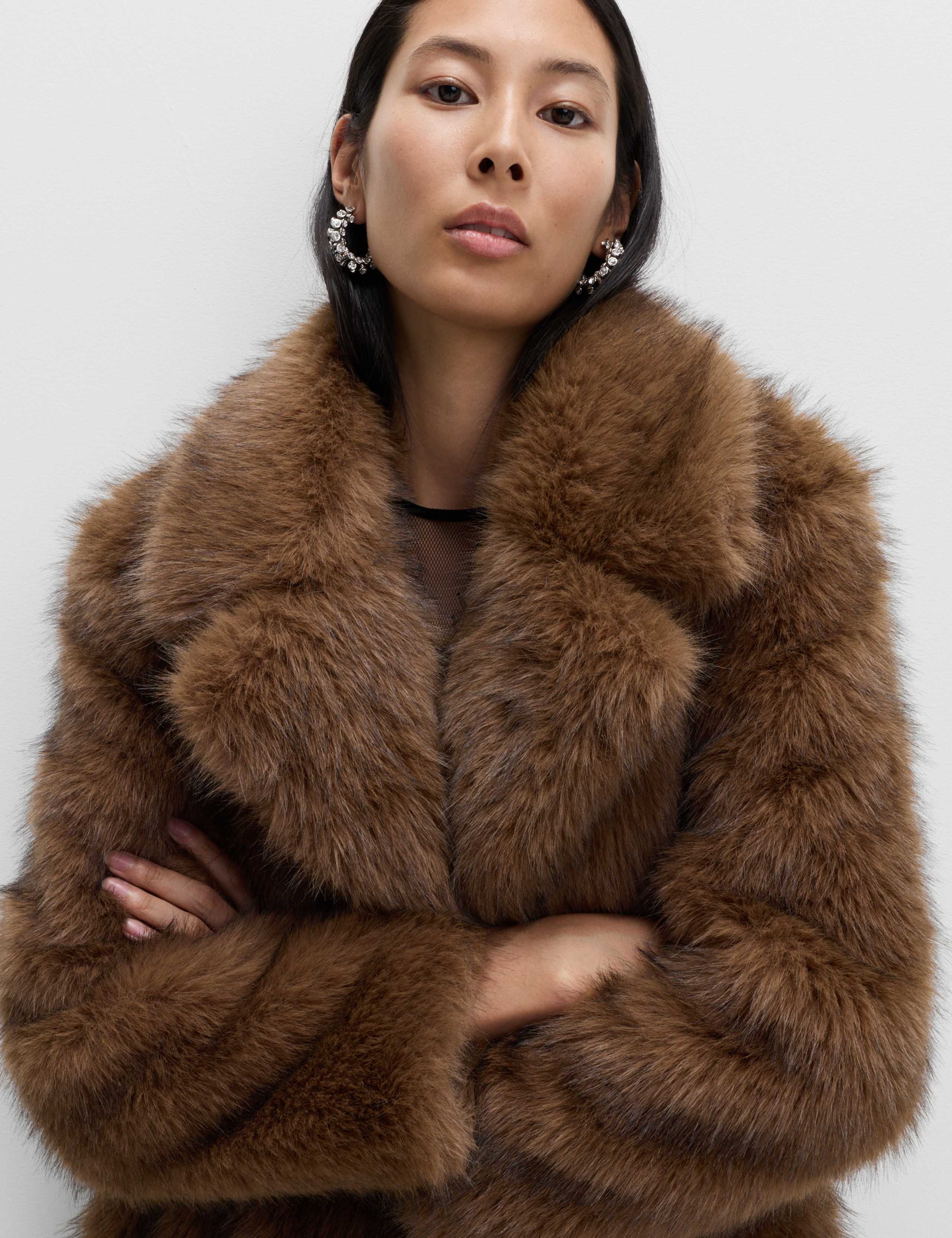 Faux Fur Single Breasted Longline Coat 6 of 6