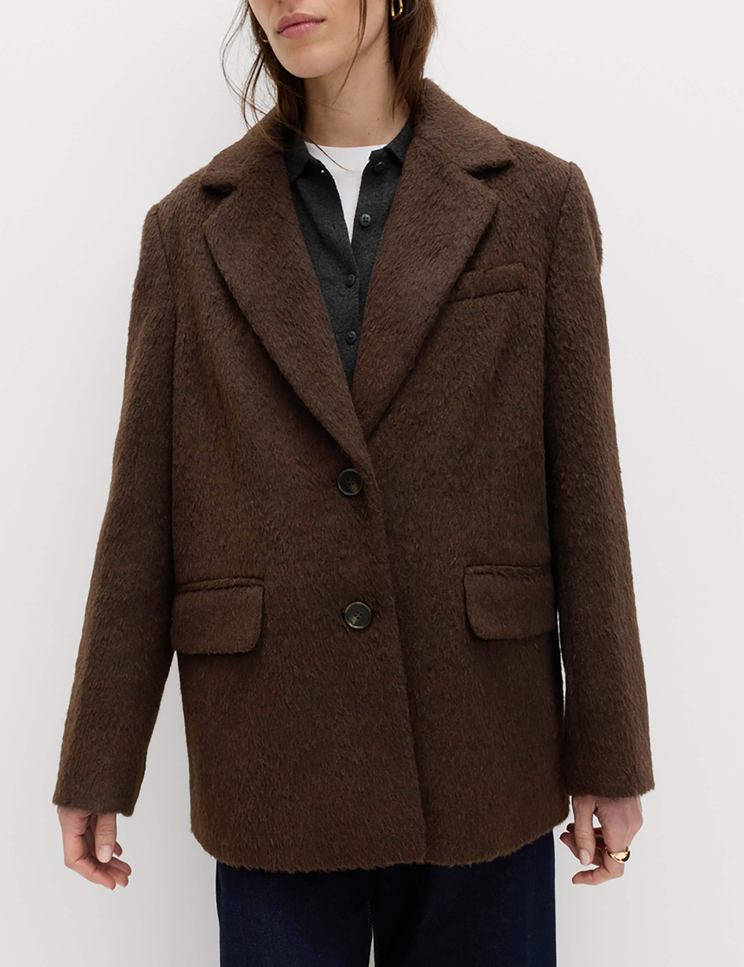 Wool blend brushed blazer 1 of 6