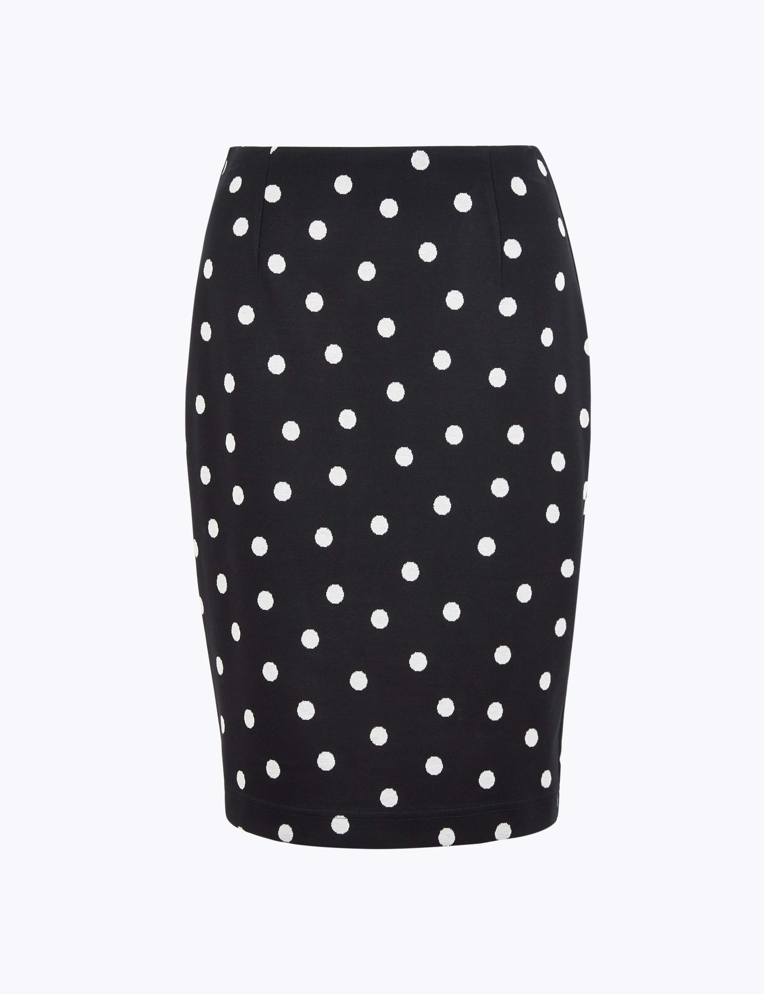 Jersey Polka Dot Knee Length Pencil Skirt 1 of 1
