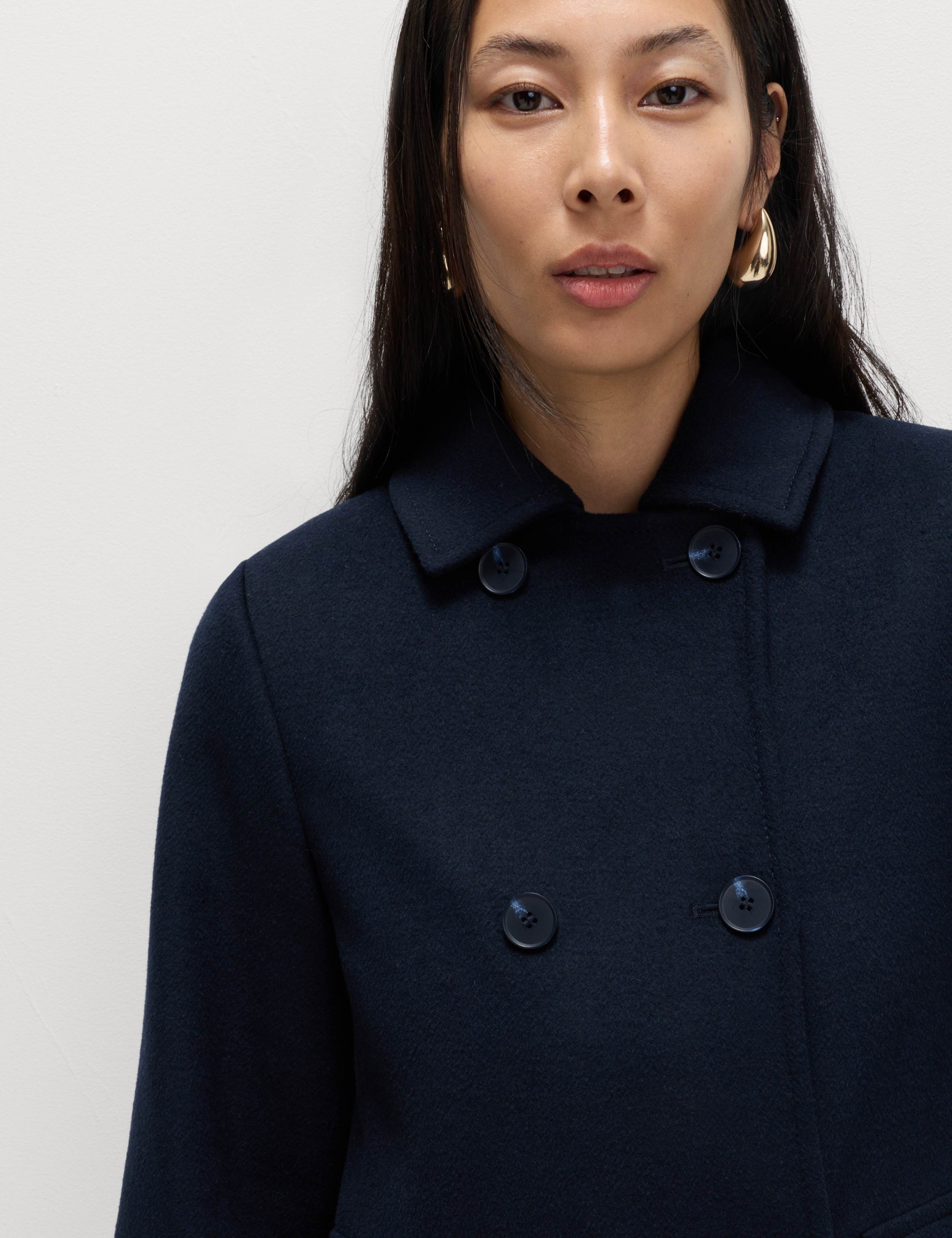 Wool Blend Volume Sleeve Double Breasted Midi Coat 3 of 6