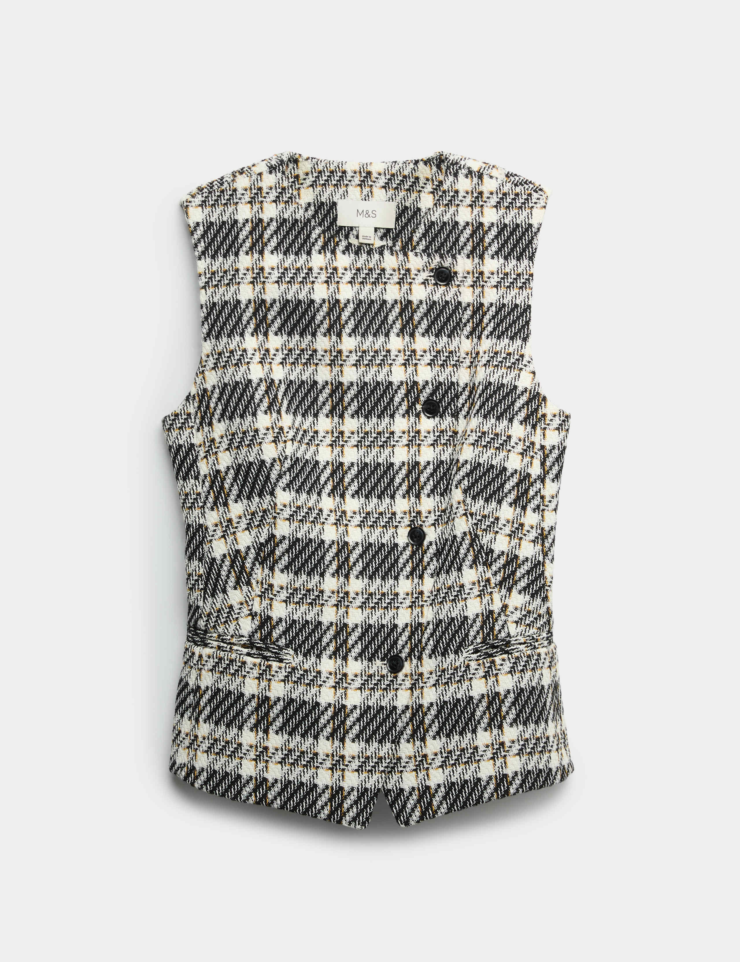 Tailored Checked Asymmetric Single Breasted Waistcoat 2 of 6