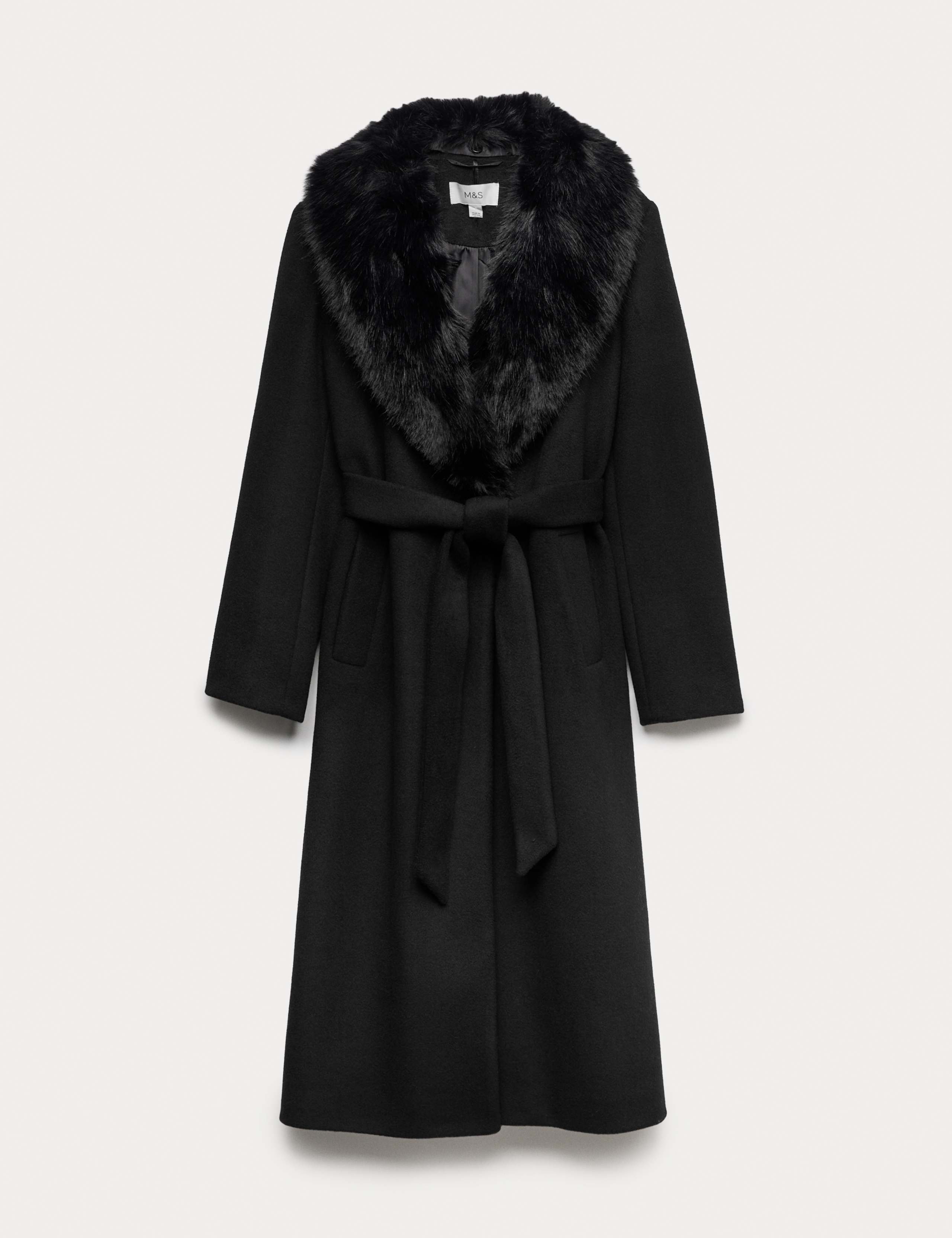 Collared Faux Fur Trim Single Breasted Coat 1 of 1