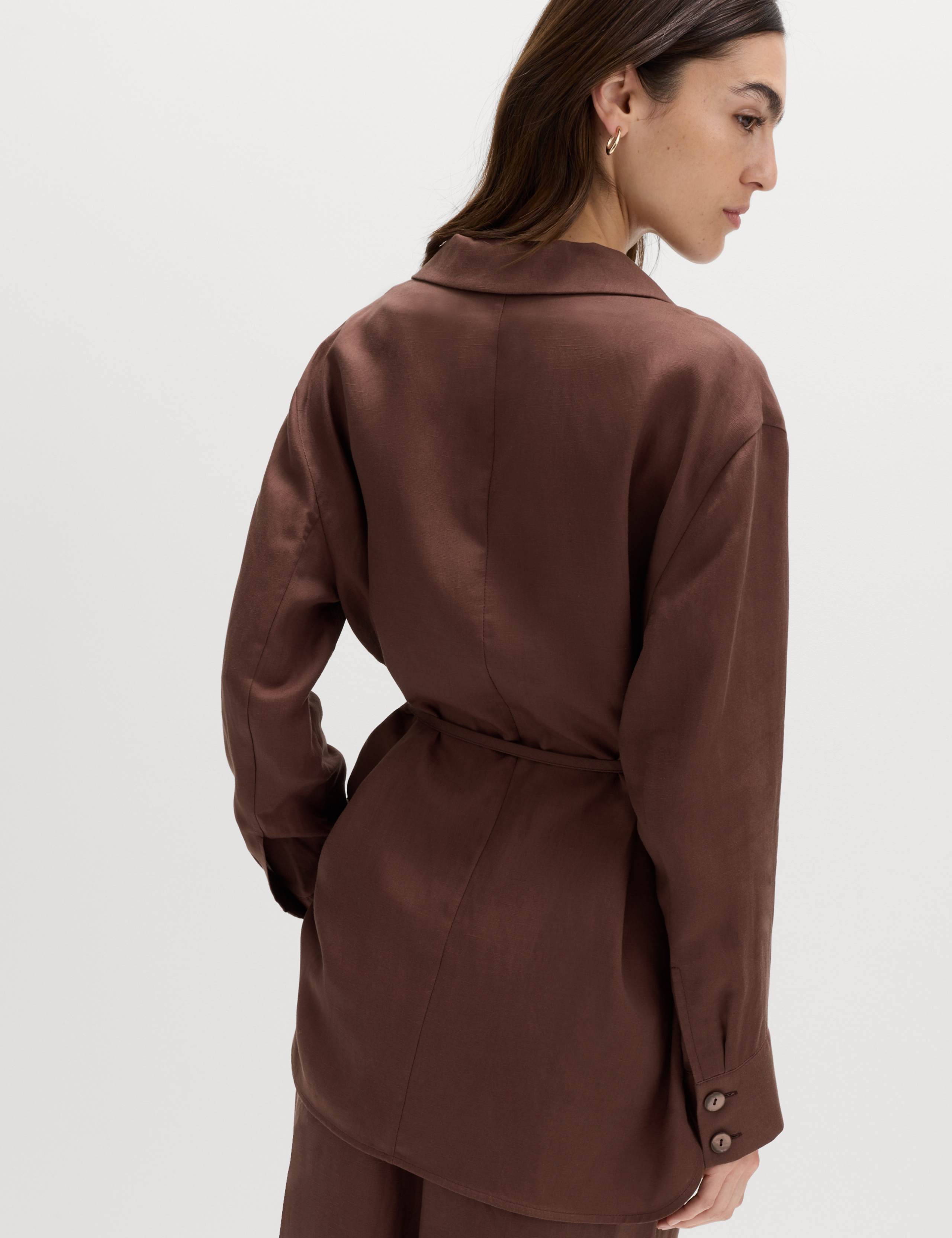 Belted Utility Longline Blazer with Linen 3 of 6