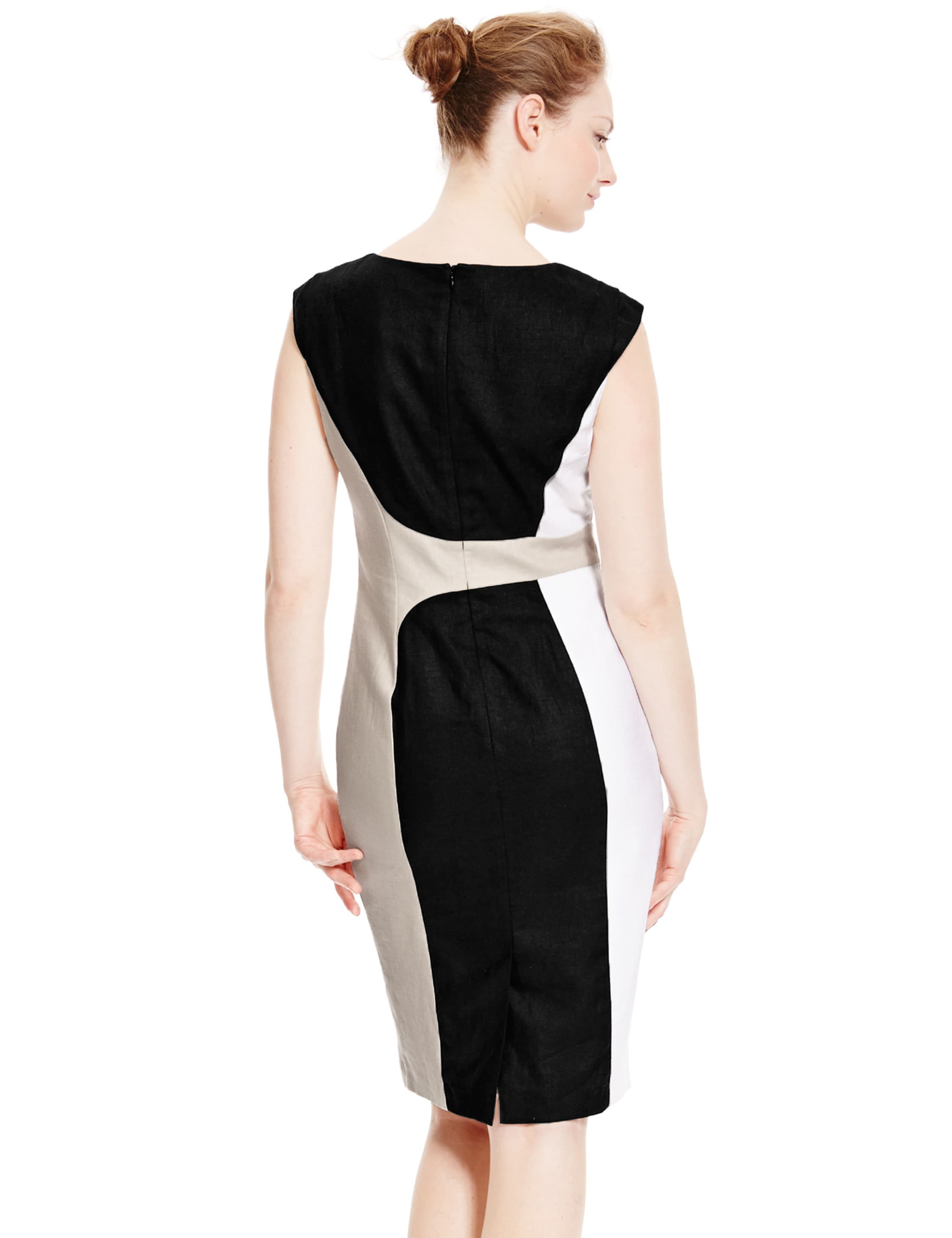 Linen Blend Curved Seam Colour Block Shift Dress 4 of 4