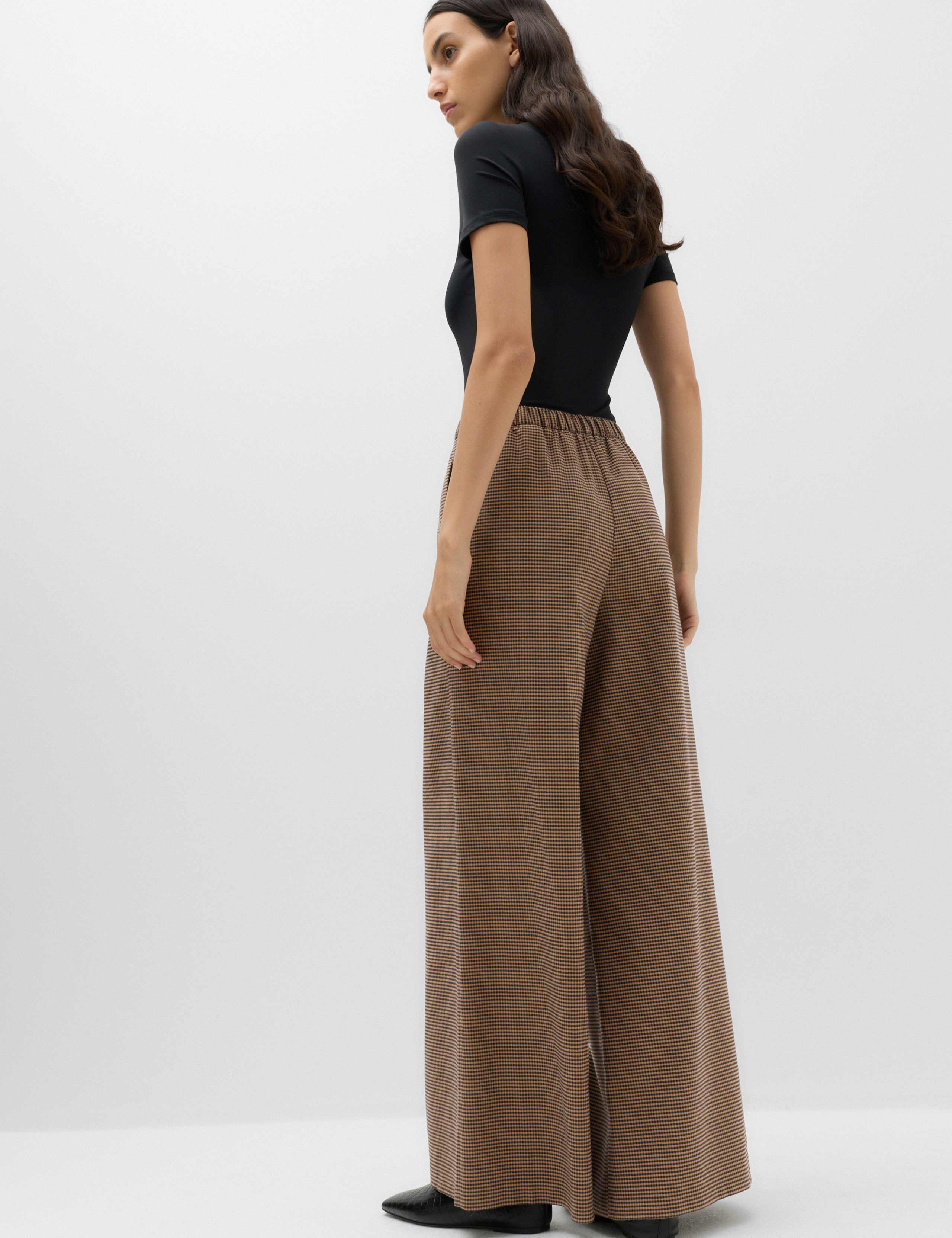 Checked Pull On Wide Leg Trousers 5 of 6