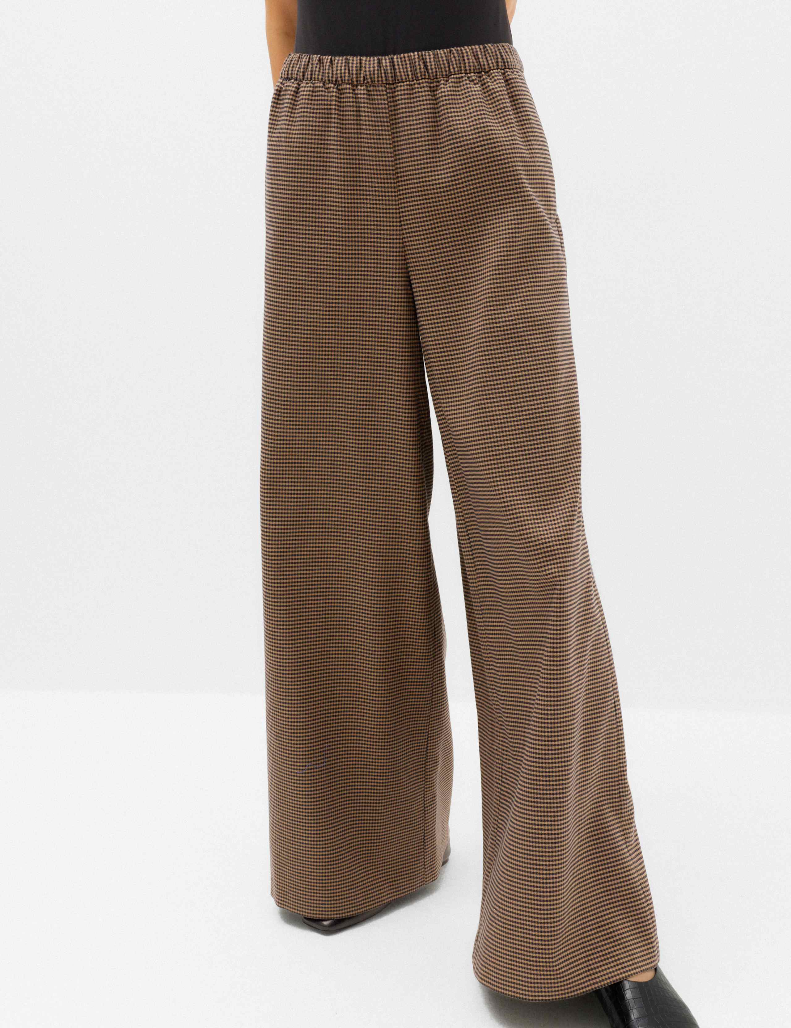 Checked Pull On Wide Leg Trousers 6 of 6