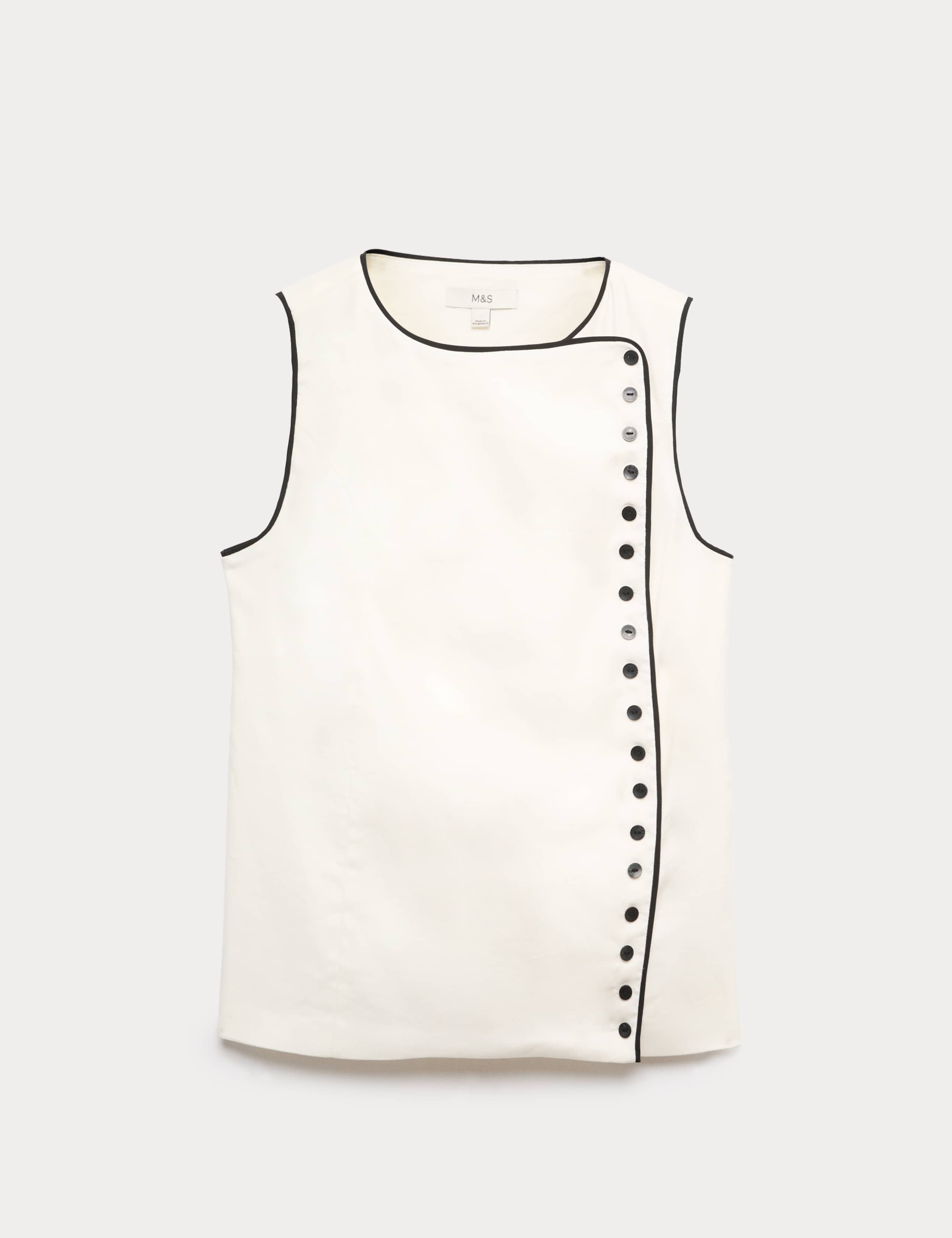 Linen Blend Contrast Piping Waistcoat 2 of 5