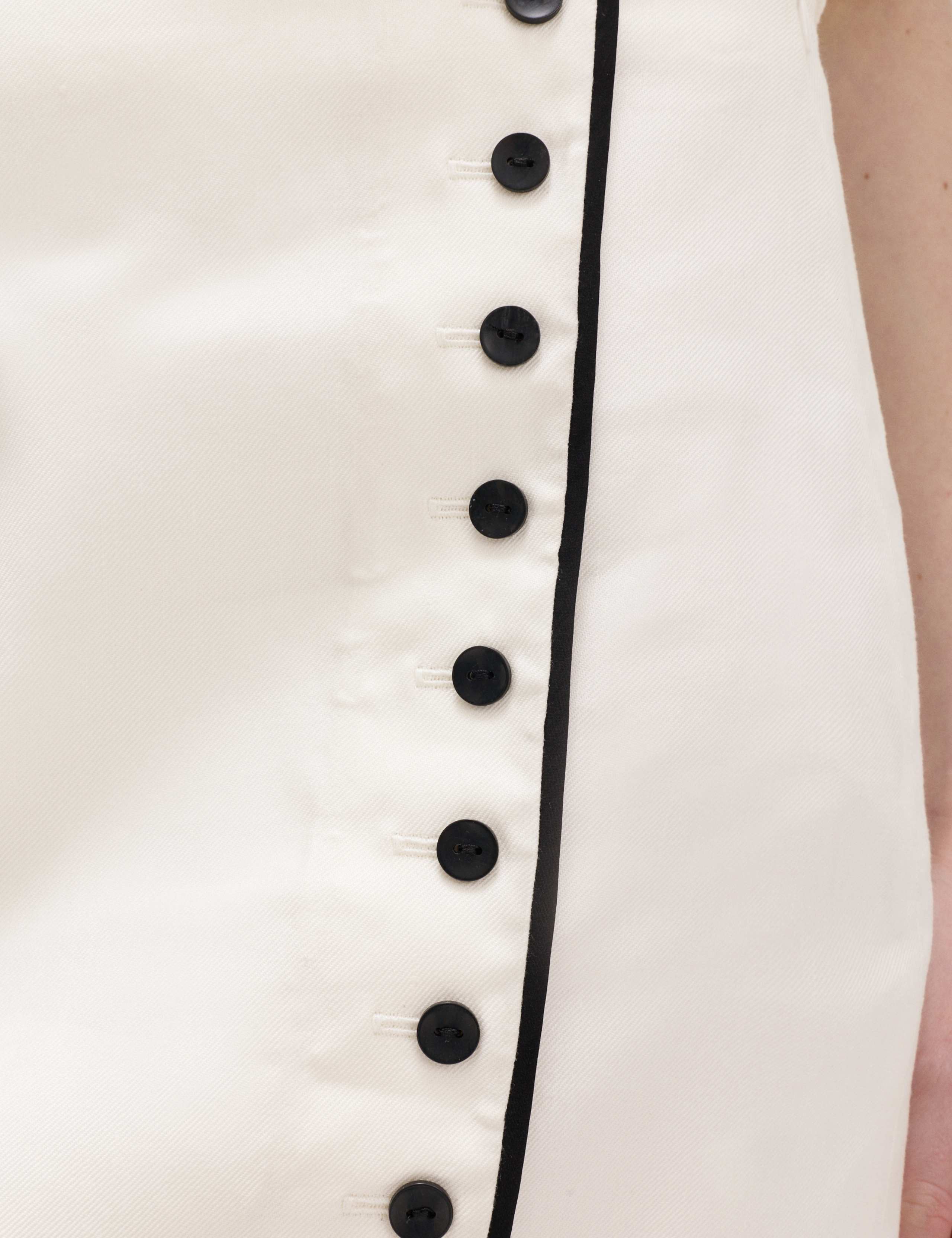 Linen Blend Contrast Piping Mini Skirt 4 of 6