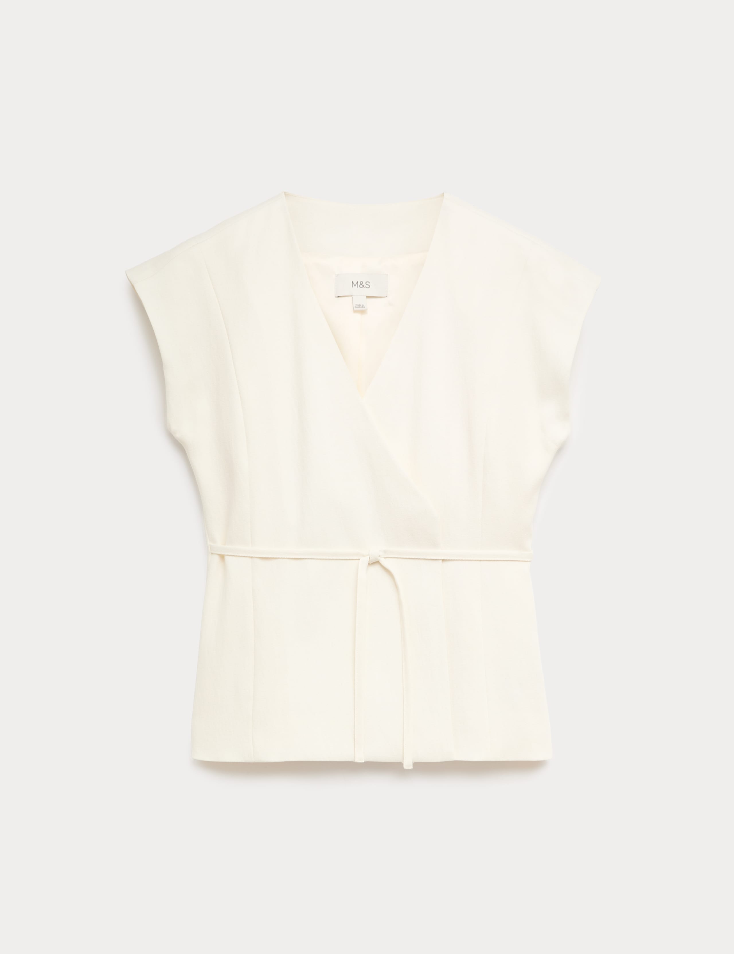 Tie Front Wrap Detail Waistcoat with Linen 2 of 5
