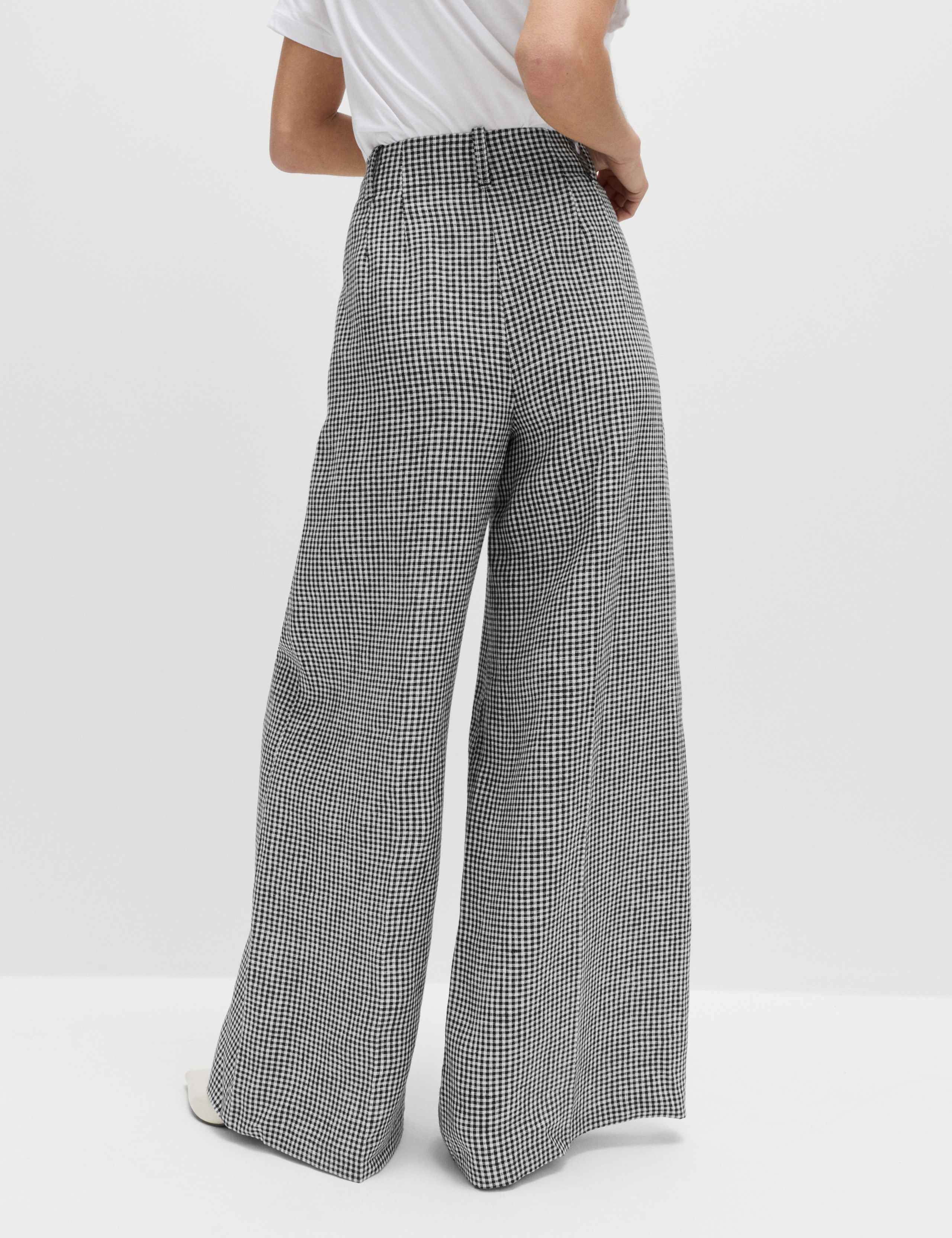 Pure Linen Checked Pleat Front Trousers 5 of 6