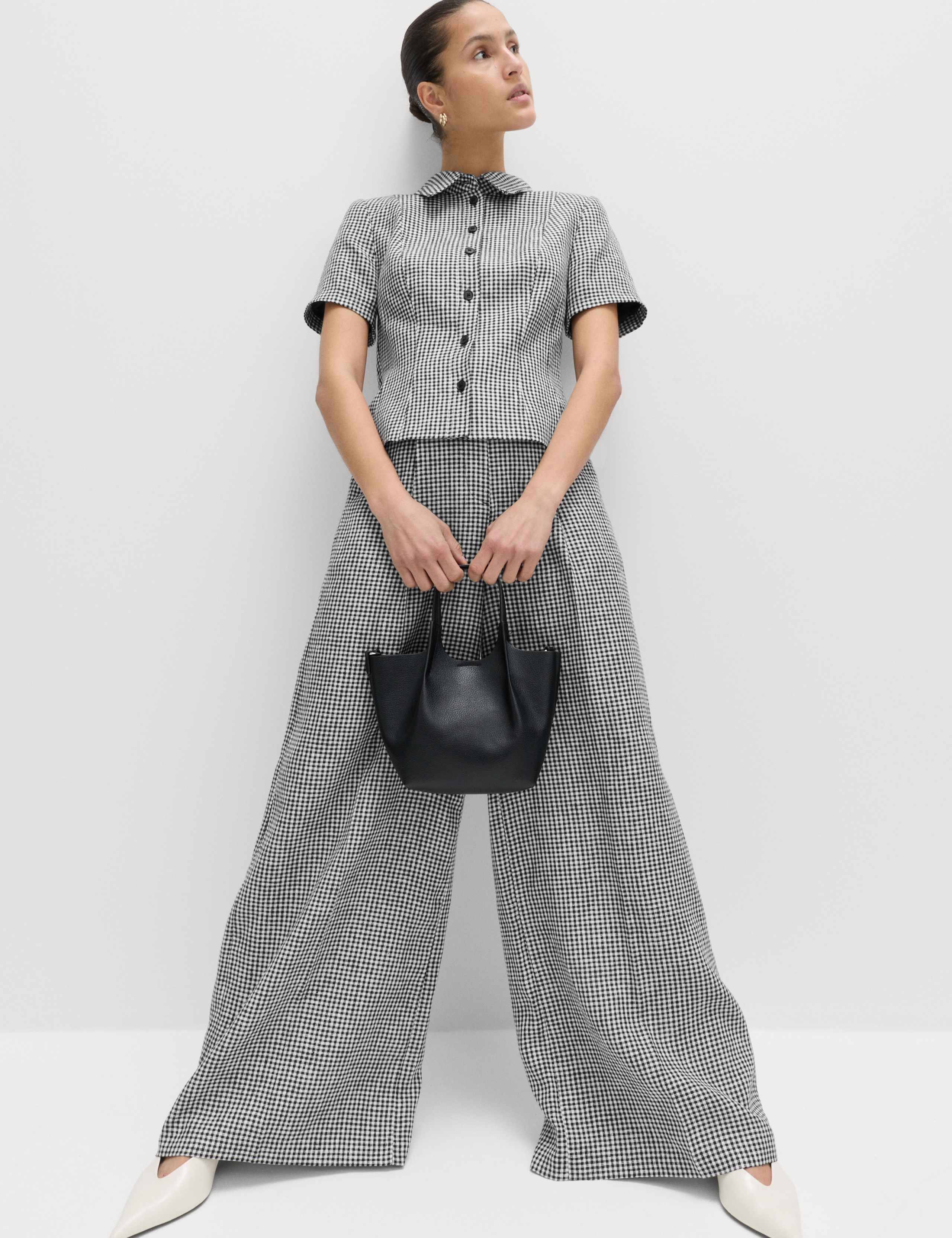 Pure Linen Checked Pleat Front Trousers 6 of 6