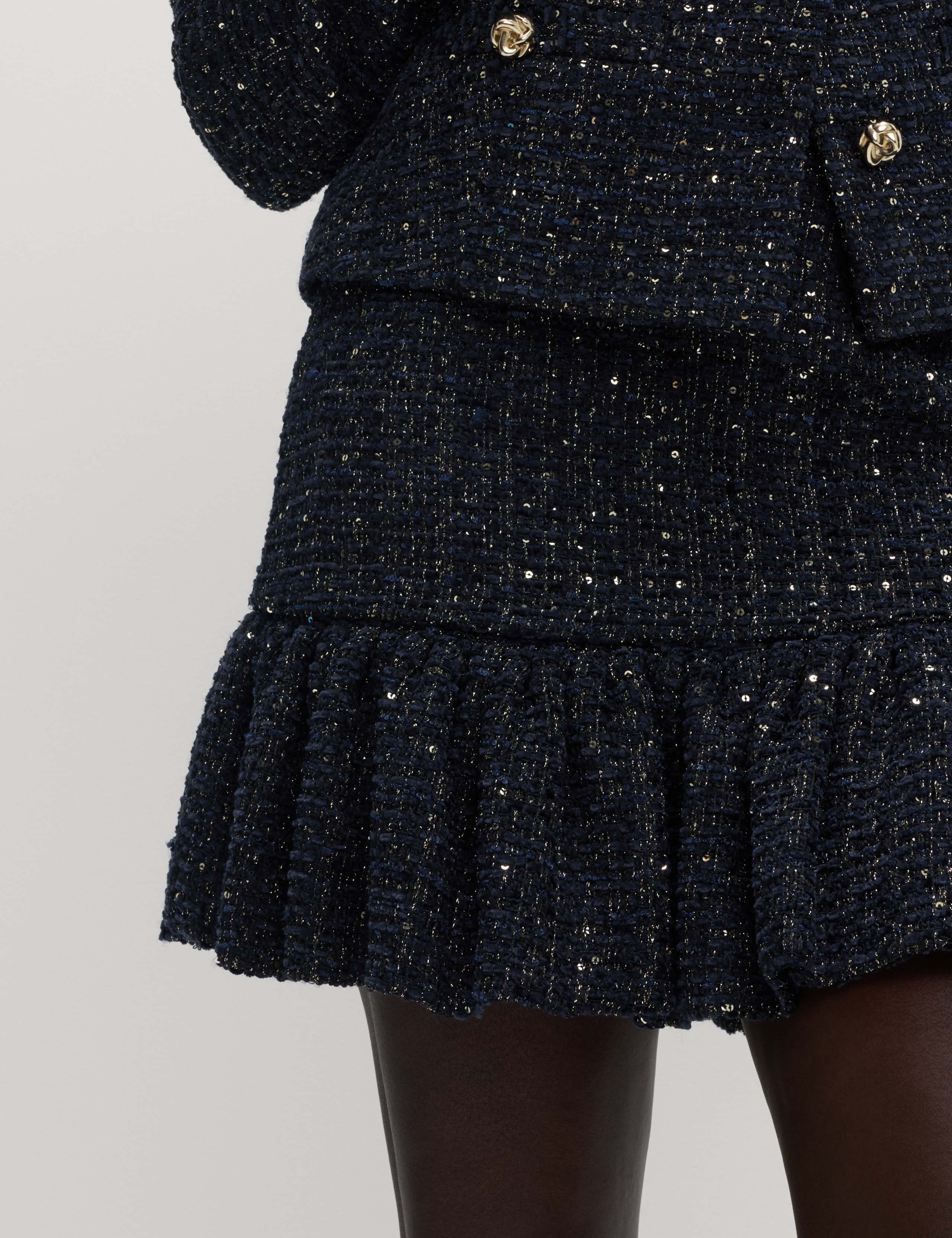 Sequin Sparkle Tweed Tiered Mini Skirt 3 of 5